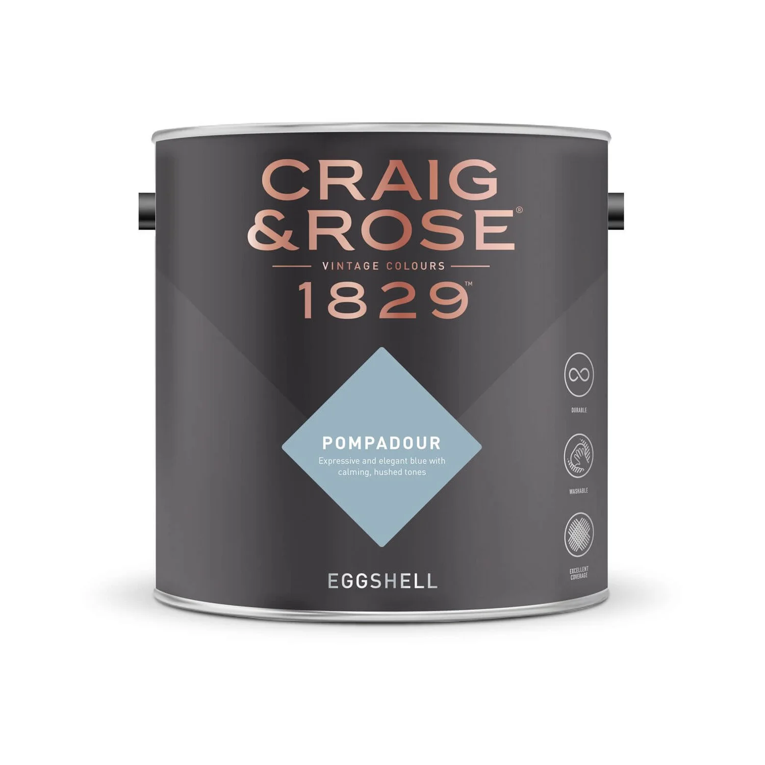 Craig & Rose 1829 Eggshell Paint Pompadour - 2.5L 4 Craig & Rose 1829 Eggshell Paint Pompadour - 2.5L - Image 2