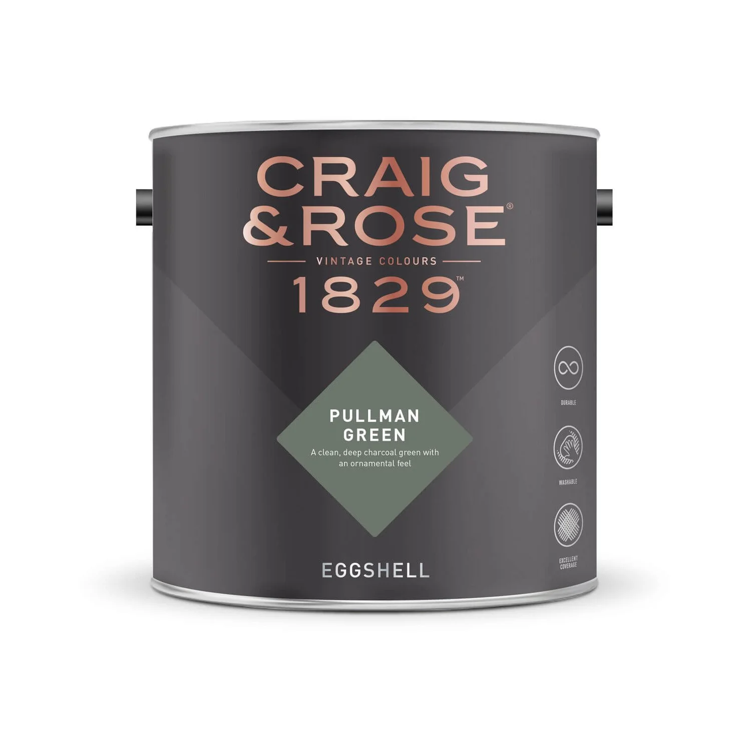 Craig & Rose 1829 Eggshell Paint Pullman Green - 2.5L 4 Craig & Rose 1829 Eggshell Paint Pullman Green - 2.5L - Image 2