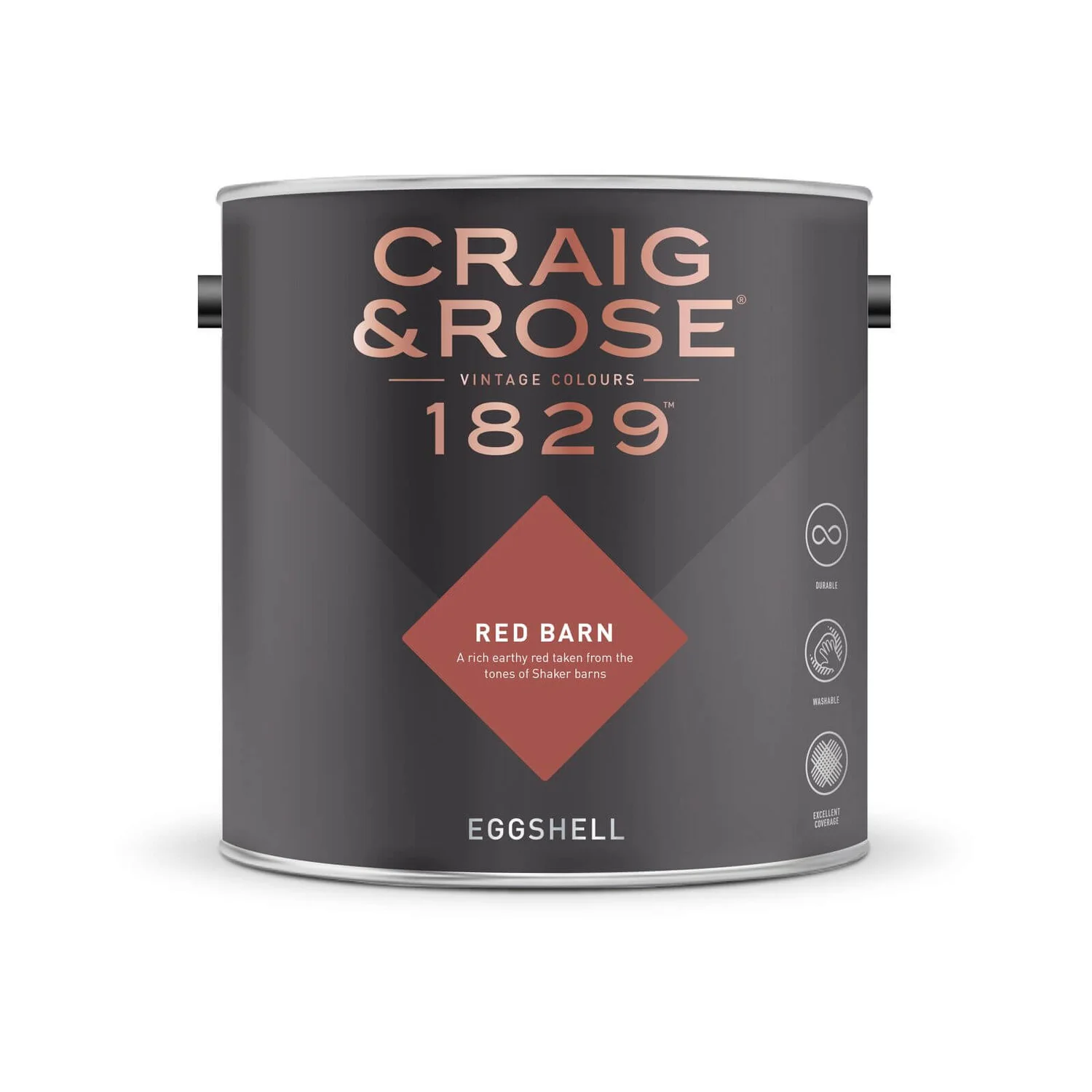 Craig & Rose 1829 Eggshell Paint Red Barn - 2.5L 4 Craig & Rose 1829 Eggshell Paint Red Barn - 2.5L - Image 2