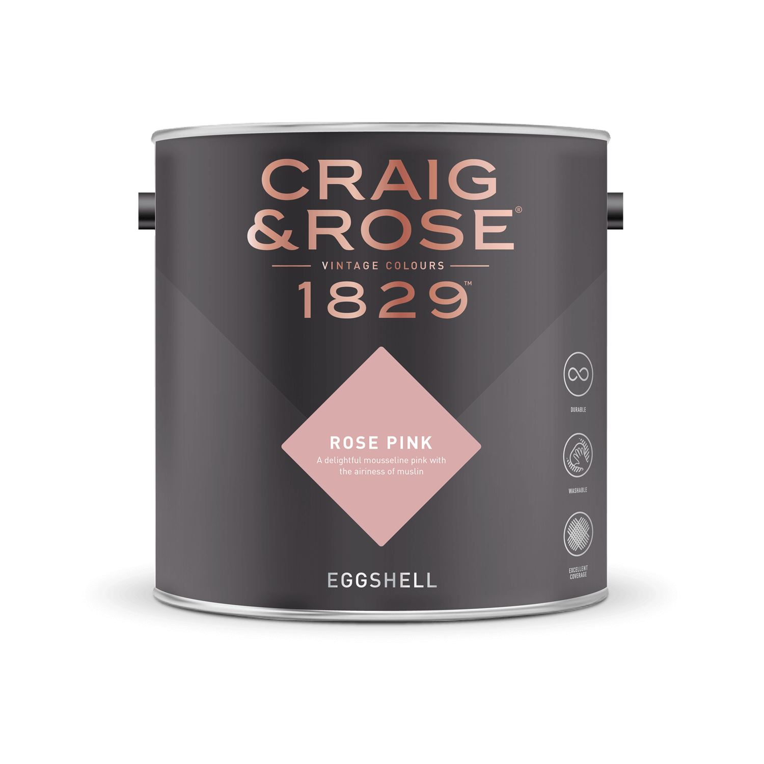 Craig & Rose 1829 Eggshell Paint Rose Pink - 2.5L 4 Craig & Rose 1829 Eggshell Paint Rose Pink - 2.5L - Image 2