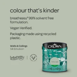Crown Walls & Ceilings Silk Emulsion Paint Mellow Sage - 2.5L 15 Crown Walls & Ceilings Silk Emulsion Paint Mellow Sage - 2.5L -Laura Paint Shop 12818023 1814966163682561