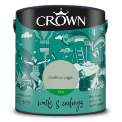 Crown Walls & Ceilings Silk Emulsion Paint Mellow Sage - 2.5L 19 Crown Walls & Ceilings Silk Emulsion Paint Mellow Sage - 2.5L -Laura Paint Shop 12818023 3404966164025782