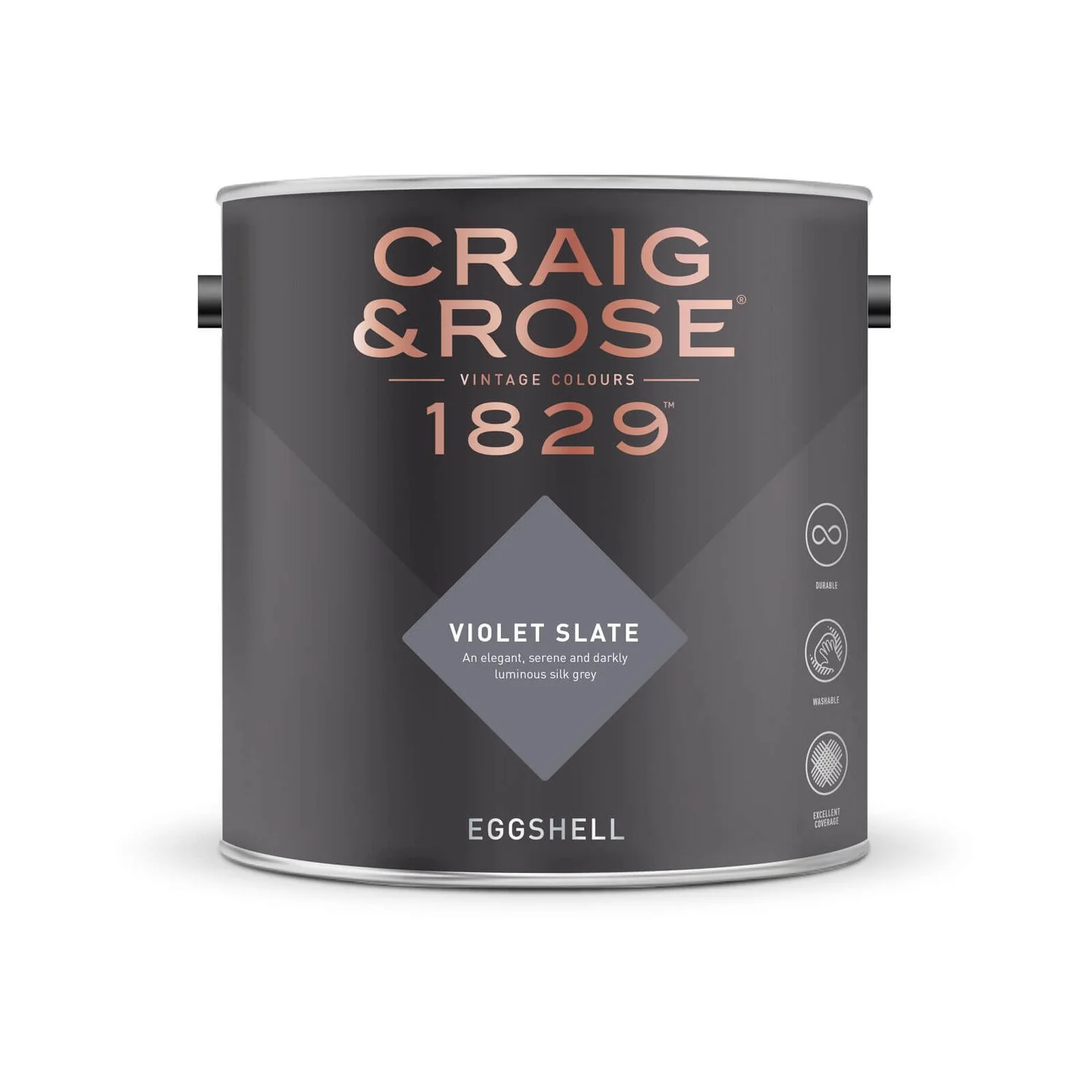 Craig & Rose 1829 Eggshell Paint Violet Slate - 2.5L 4 Craig & Rose 1829 Eggshell Paint Violet Slate - 2.5L - Image 2