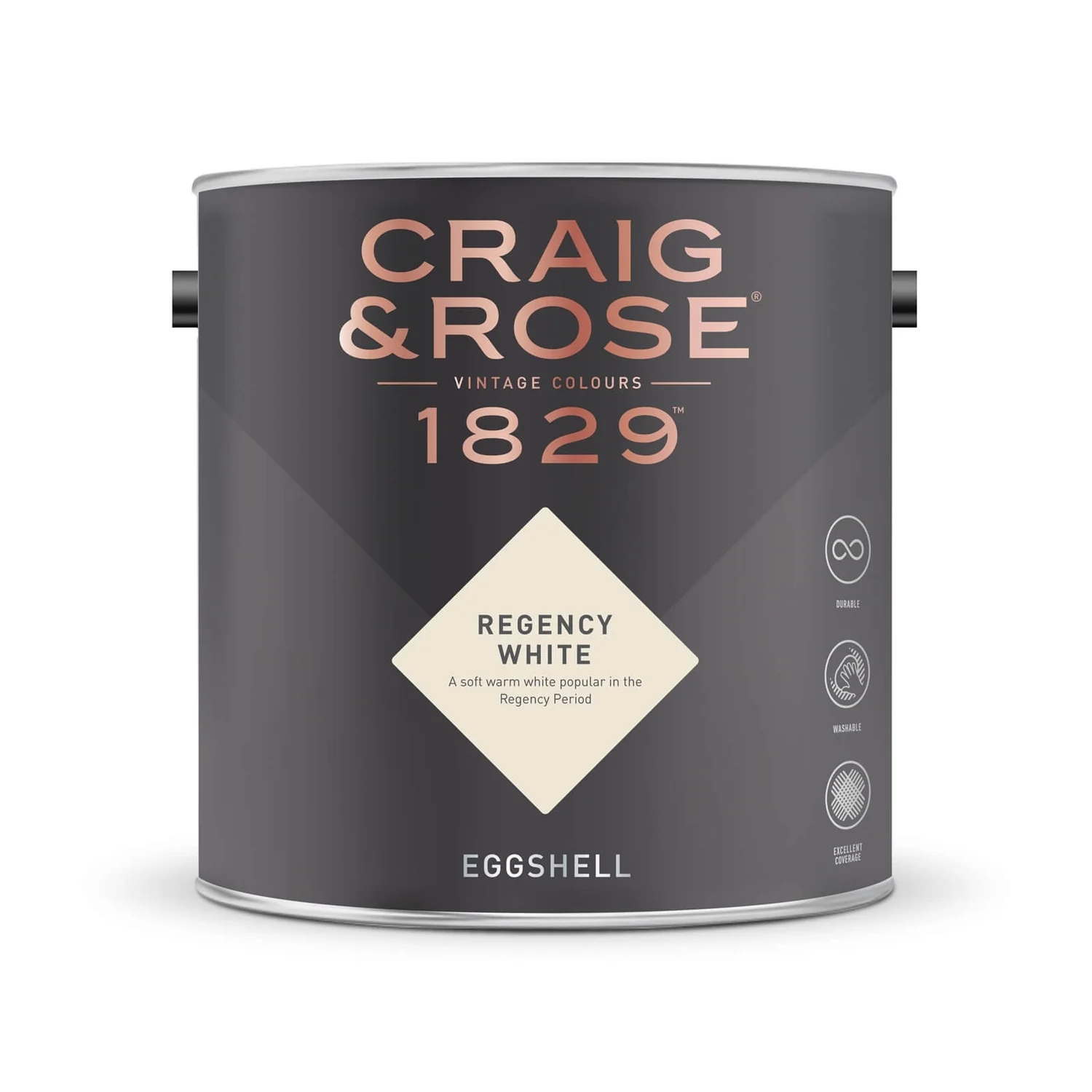Craig & Rose 1829 Eggshell Paint Regency White - 2.5L 4 Craig & Rose 1829 Eggshell Paint Regency White - 2.5L - Image 2