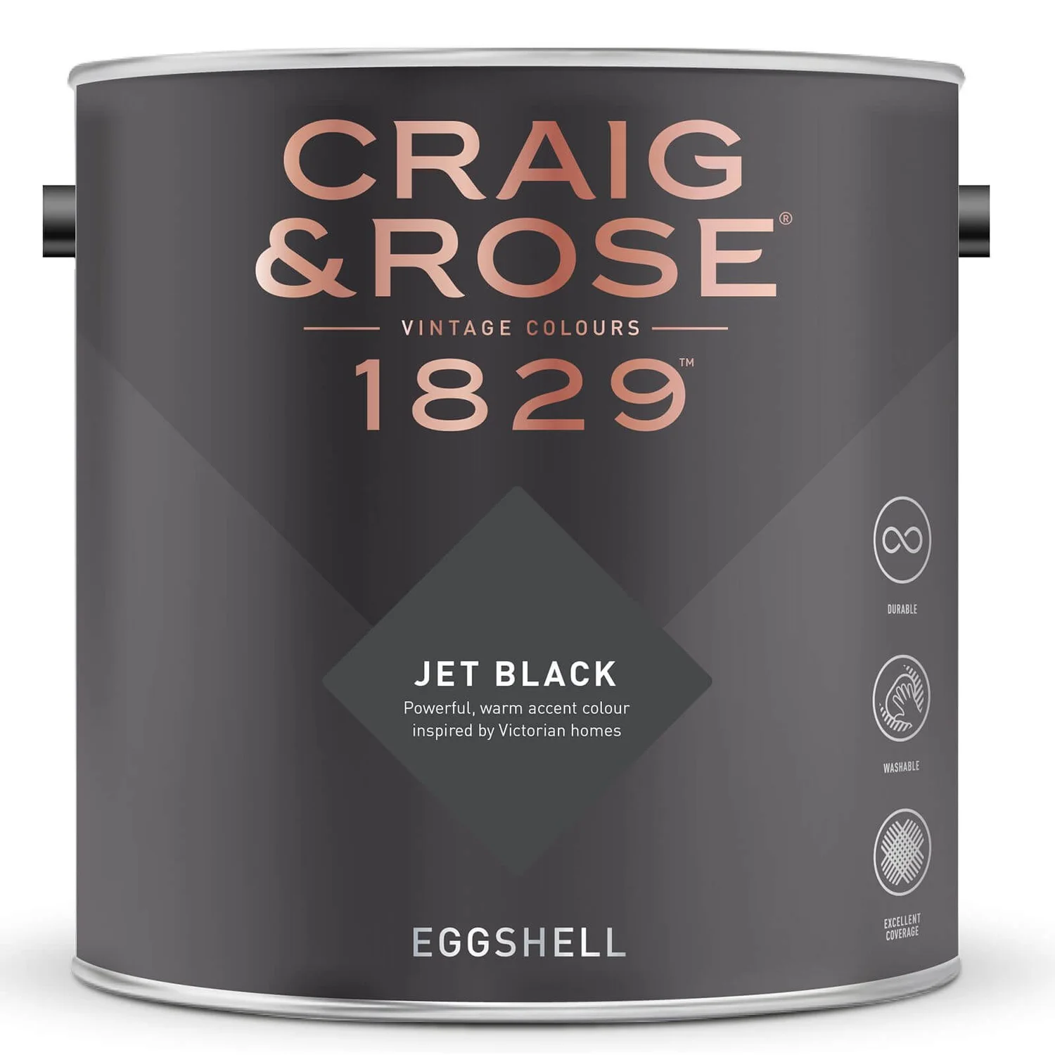 Craig & Rose 1829 Eggshell Paint Jet Black - 2.5L 4 Craig & Rose 1829 Eggshell Paint Jet Black - 2.5L - Image 2