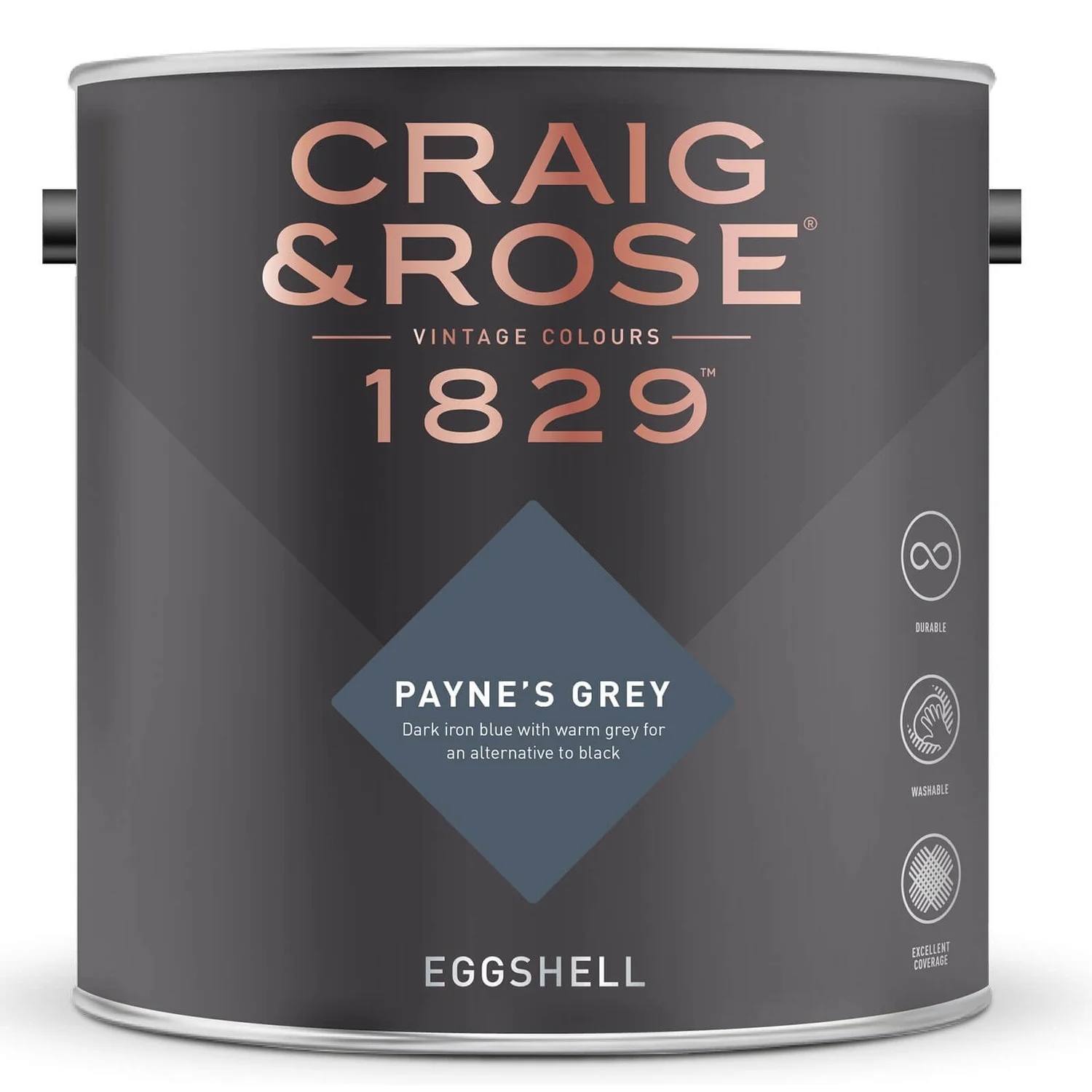 Craig & Rose 1829 Eggshell Paint Paynes Grey - 2.5L 4 Craig & Rose 1829 Eggshell Paint Paynes Grey - 2.5L - Image 2