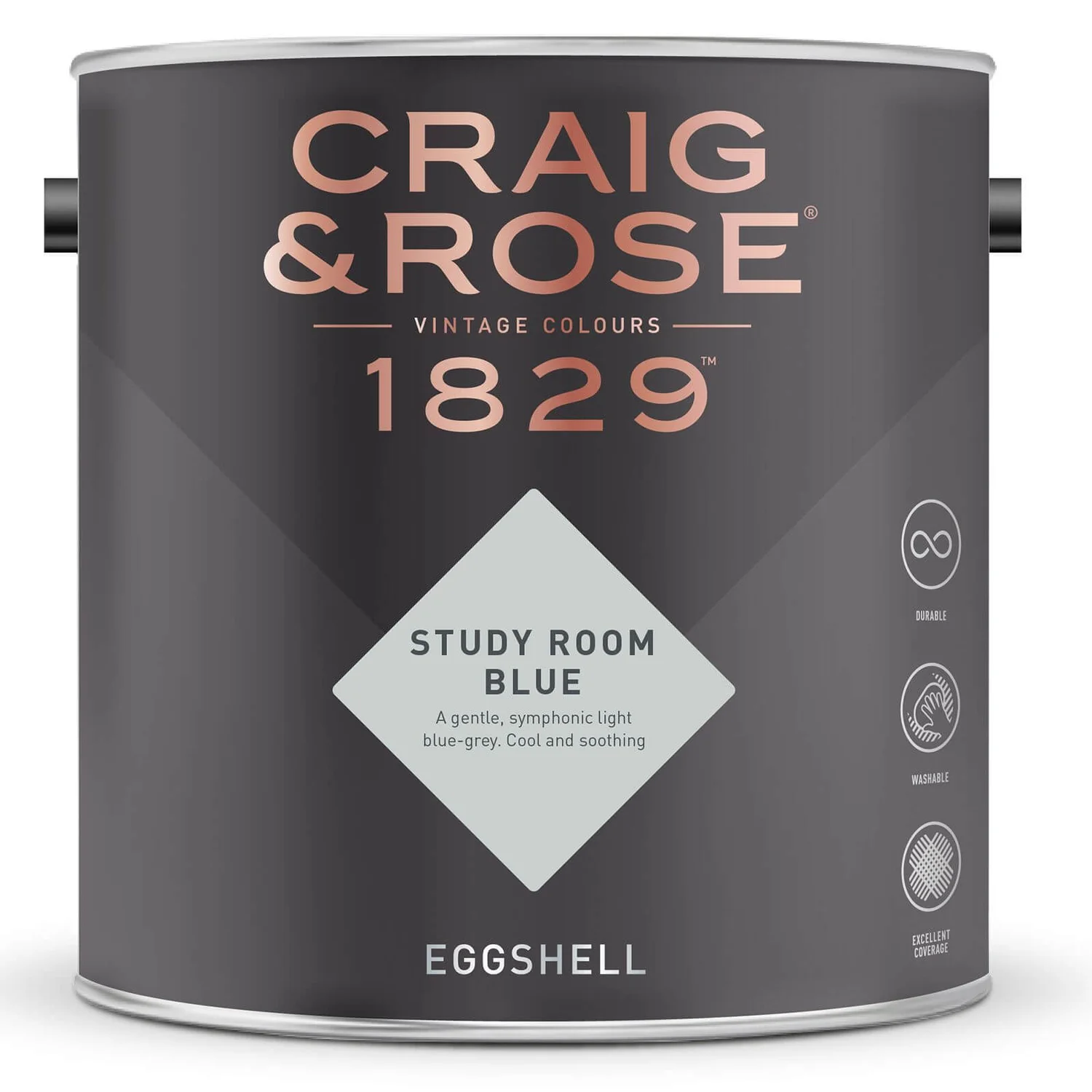Craig & Rose 1829 Eggshell Paint Study Room Blue - 2.5L 4 Craig & Rose 1829 Eggshell Paint Study Room Blue - 2.5L - Image 2
