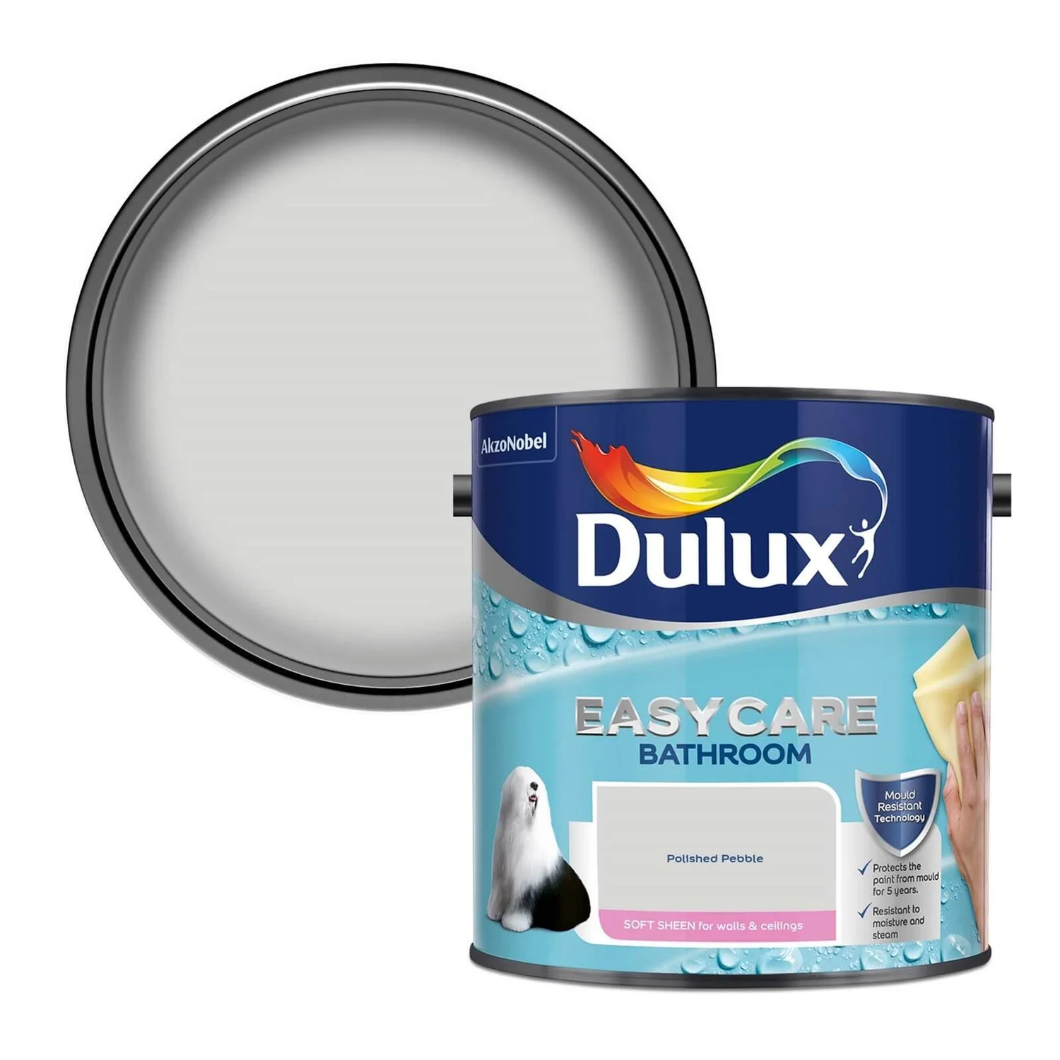 Dulux Easycare Bathroom Polished Pebble Soft Sheen Paint - 2.5L 3 Dulux Easycare Bathroom Polished Pebble Soft Sheen Paint - 2.5L