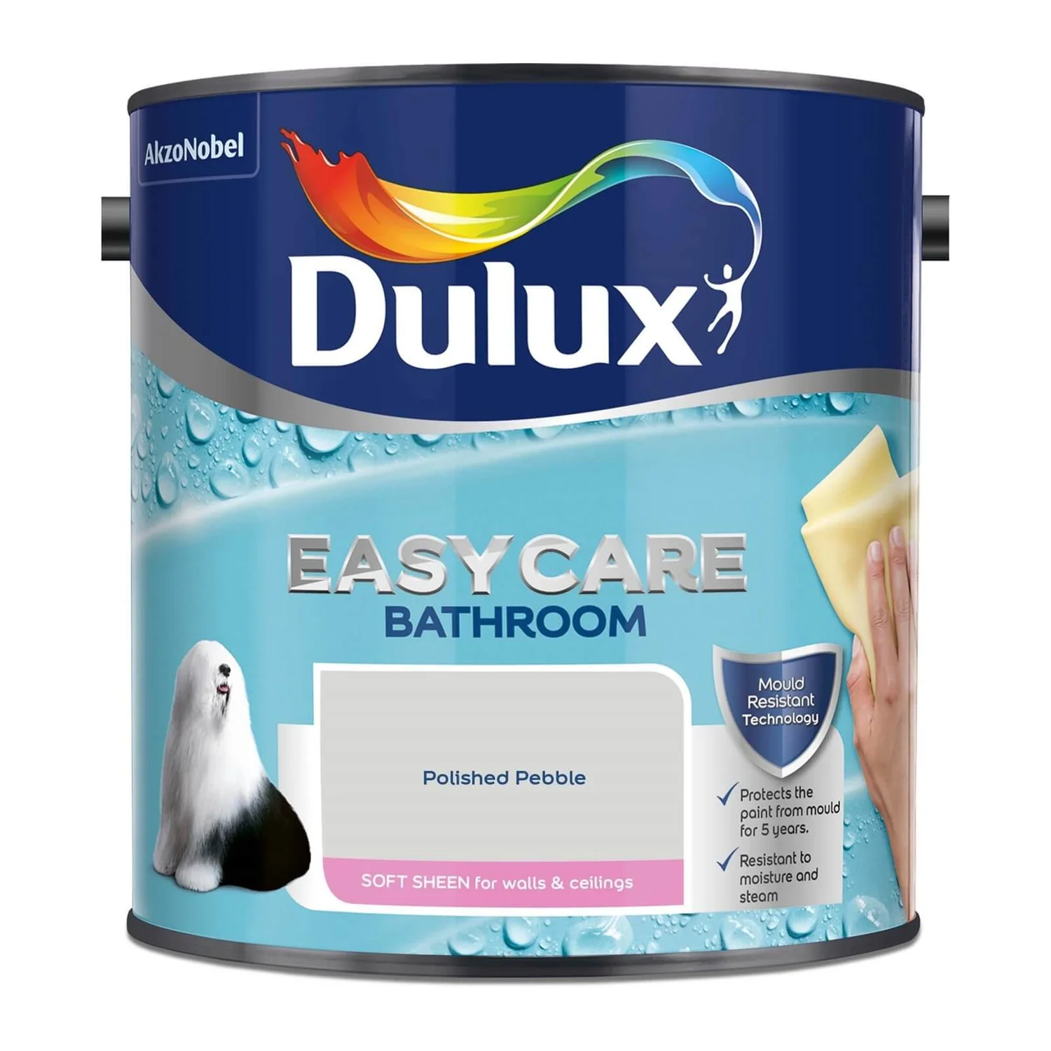 Dulux Easycare Bathroom Polished Pebble Soft Sheen Paint - 2.5L 6 Dulux Easycare Bathroom Polished Pebble Soft Sheen Paint - 2.5L - Image 4