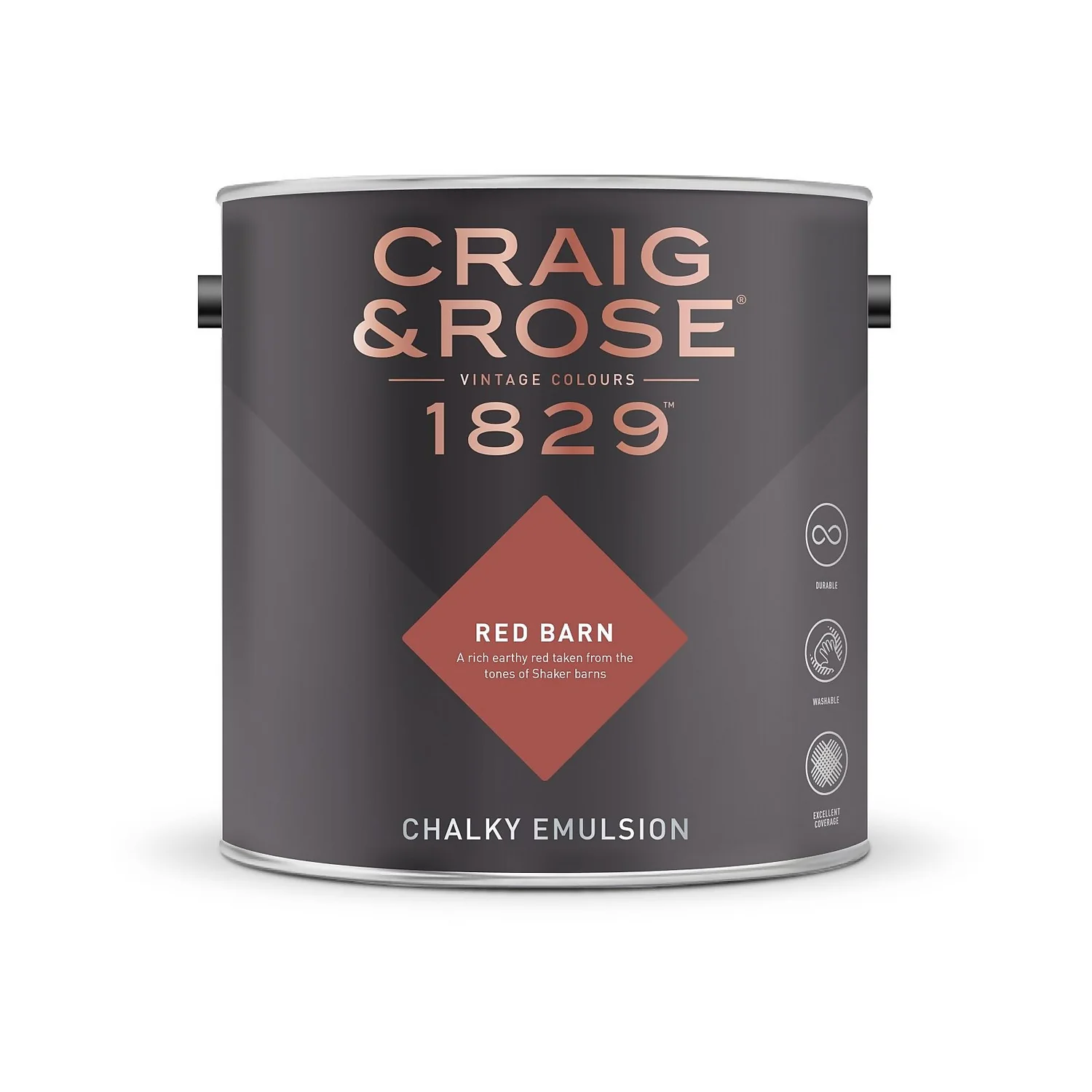 Craig & Rose 1829 Chalky Matt Emulsion Paint Red Barn - 2.5L 4 Craig & Rose 1829 Chalky Matt Emulsion Paint Red Barn - 2.5L - Image 2