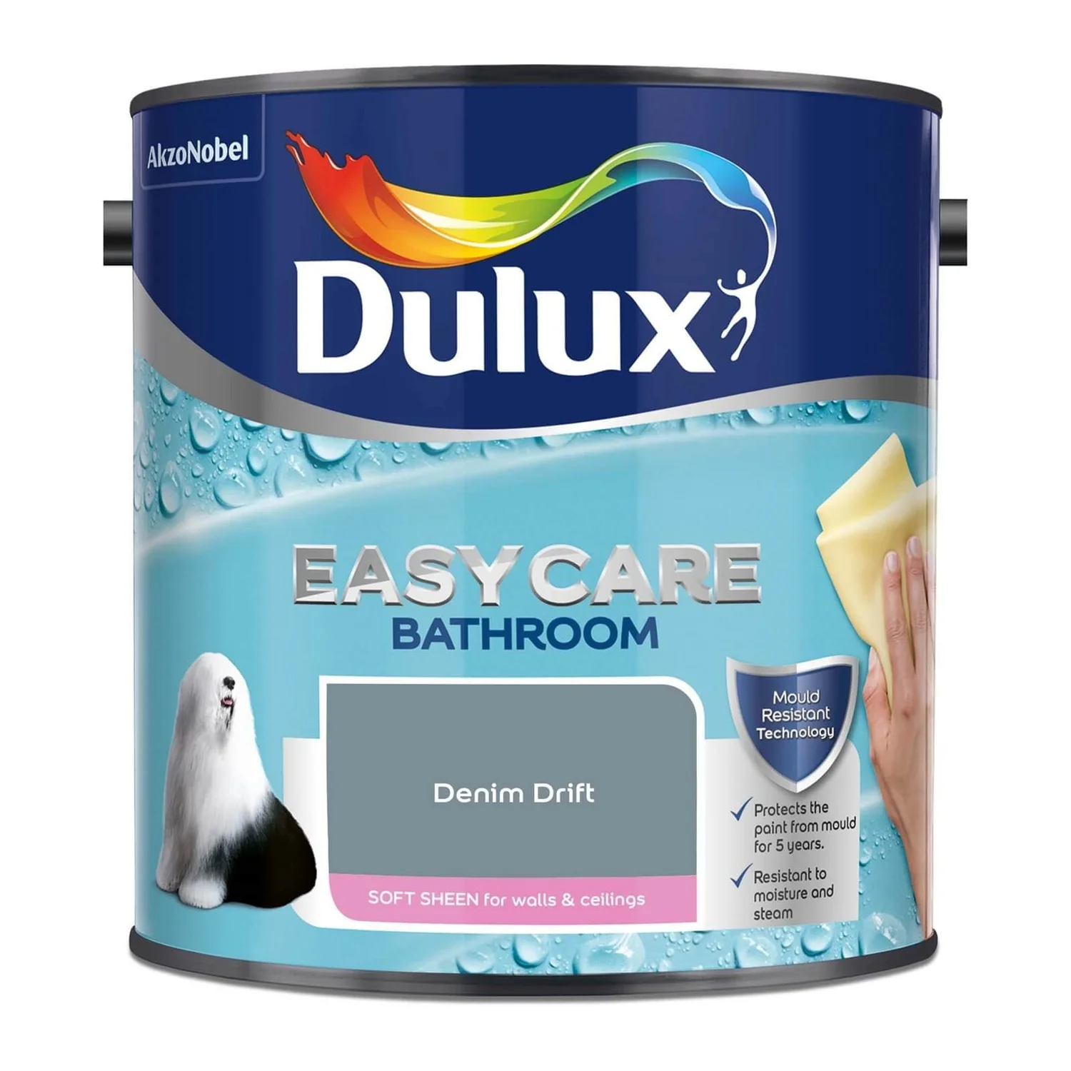 Dulux Easycare Bathroom Denim Drift Soft Sheen Paint - 2.5L 6 Dulux Easycare Bathroom Denim Drift Soft Sheen Paint - 2.5L - Image 4