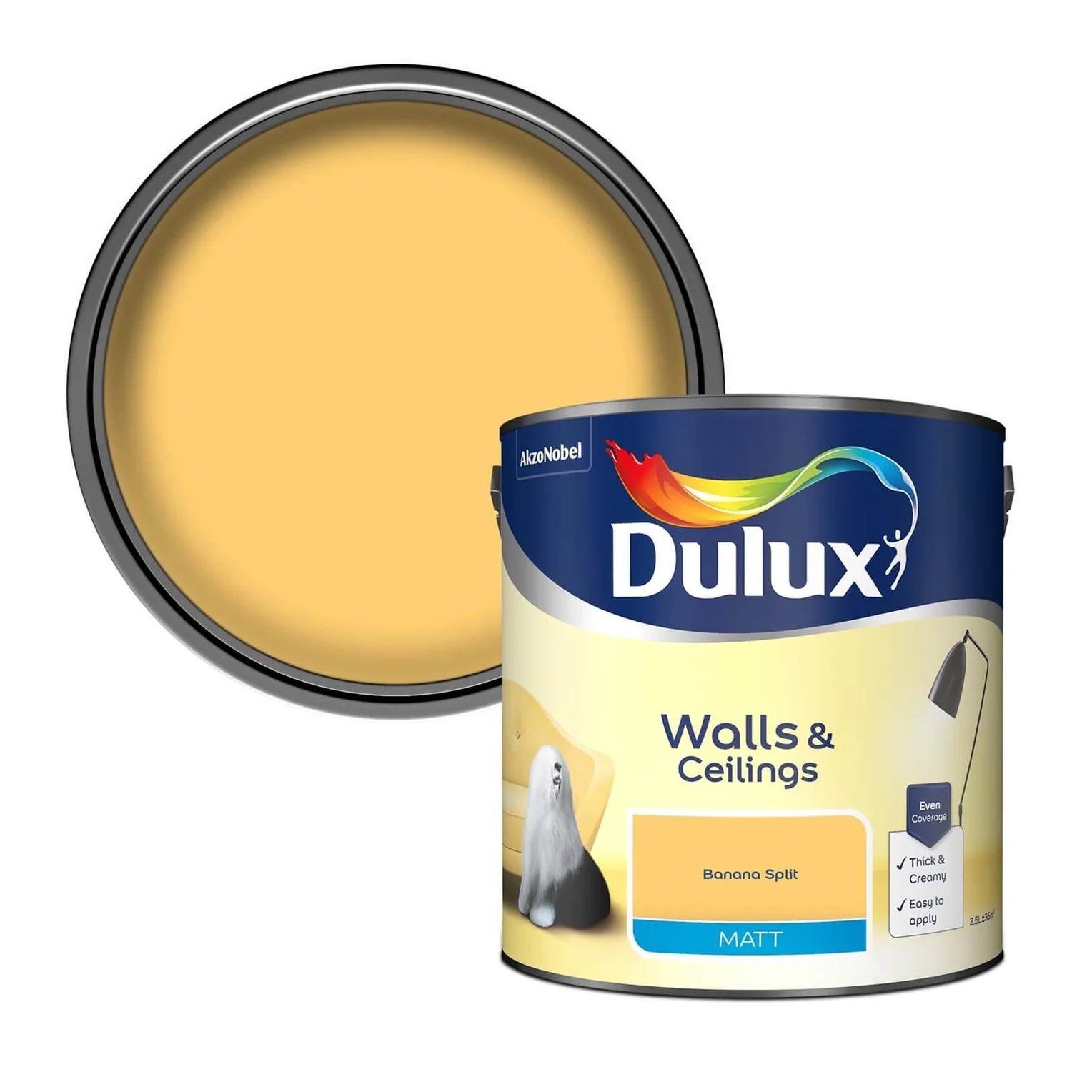 Dulux Matt Emulsion Paint Banana Split - 2.5L 3 Dulux Matt Emulsion Paint Banana Split - 2.5L