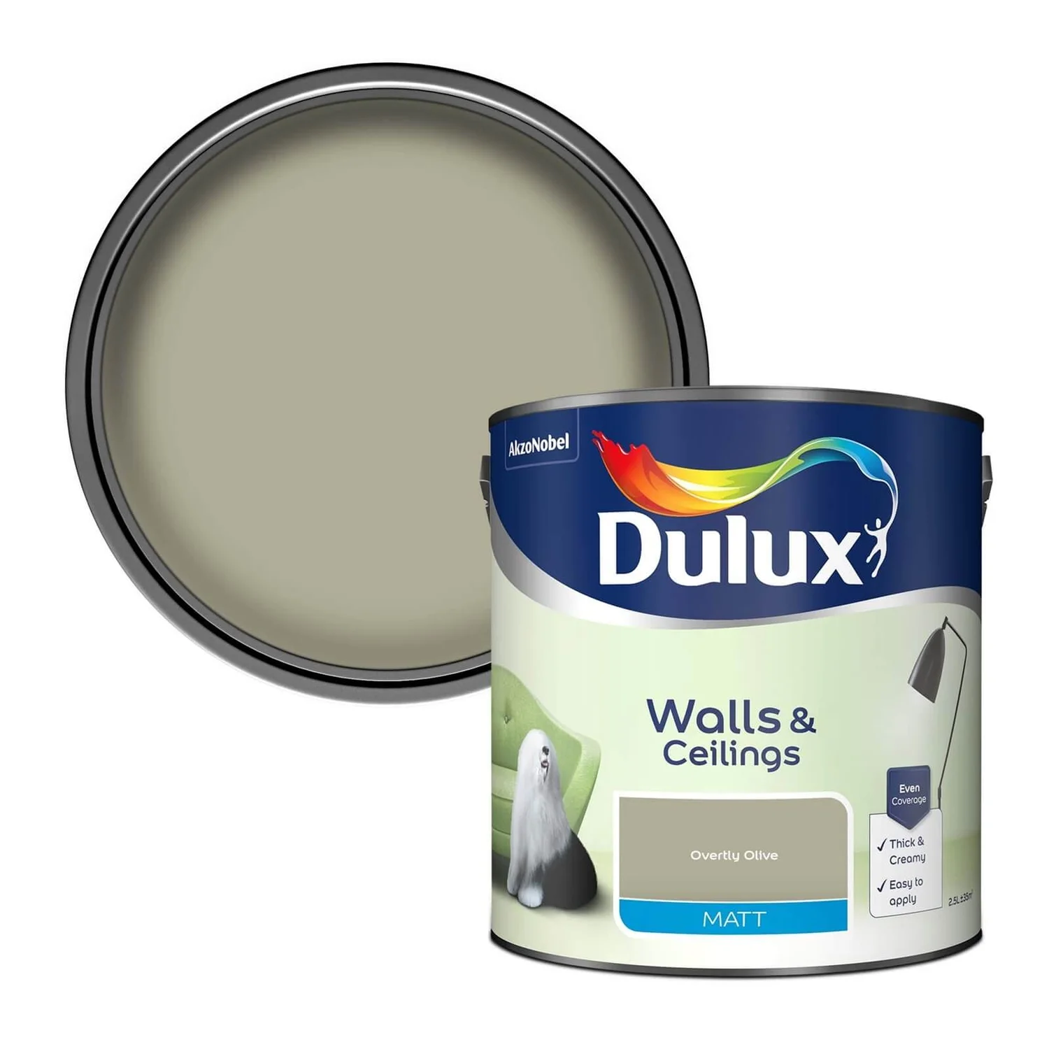 Dulux Matt Emulsion Paint Overtly Olive - 2.5L 3 Dulux Matt Emulsion Paint Overtly Olive - 2.5L