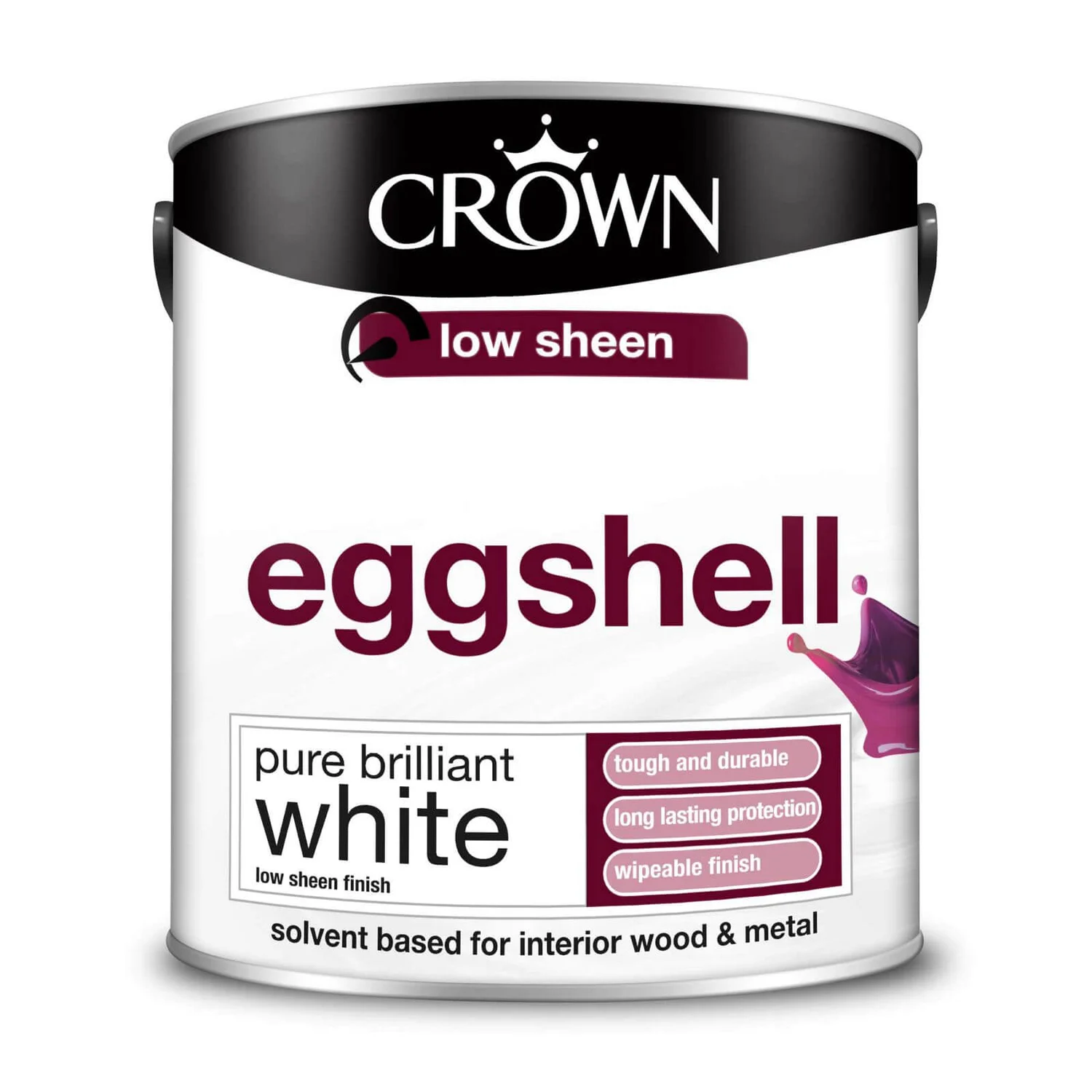 Crown Eggshell Paint Pure Brilliant White - 2.5L 4 Crown Eggshell Paint Pure Brilliant White - 2.5L - Image 2