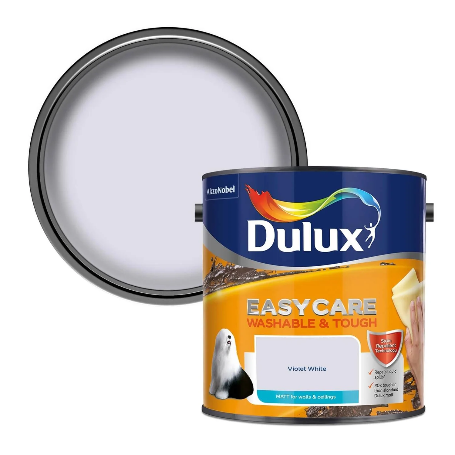 Dulux Easycare Washable & Tough Matt Paint Violet White - 2.5L 3 Dulux Easycare Washable & Tough Matt Paint Violet White - 2.5L