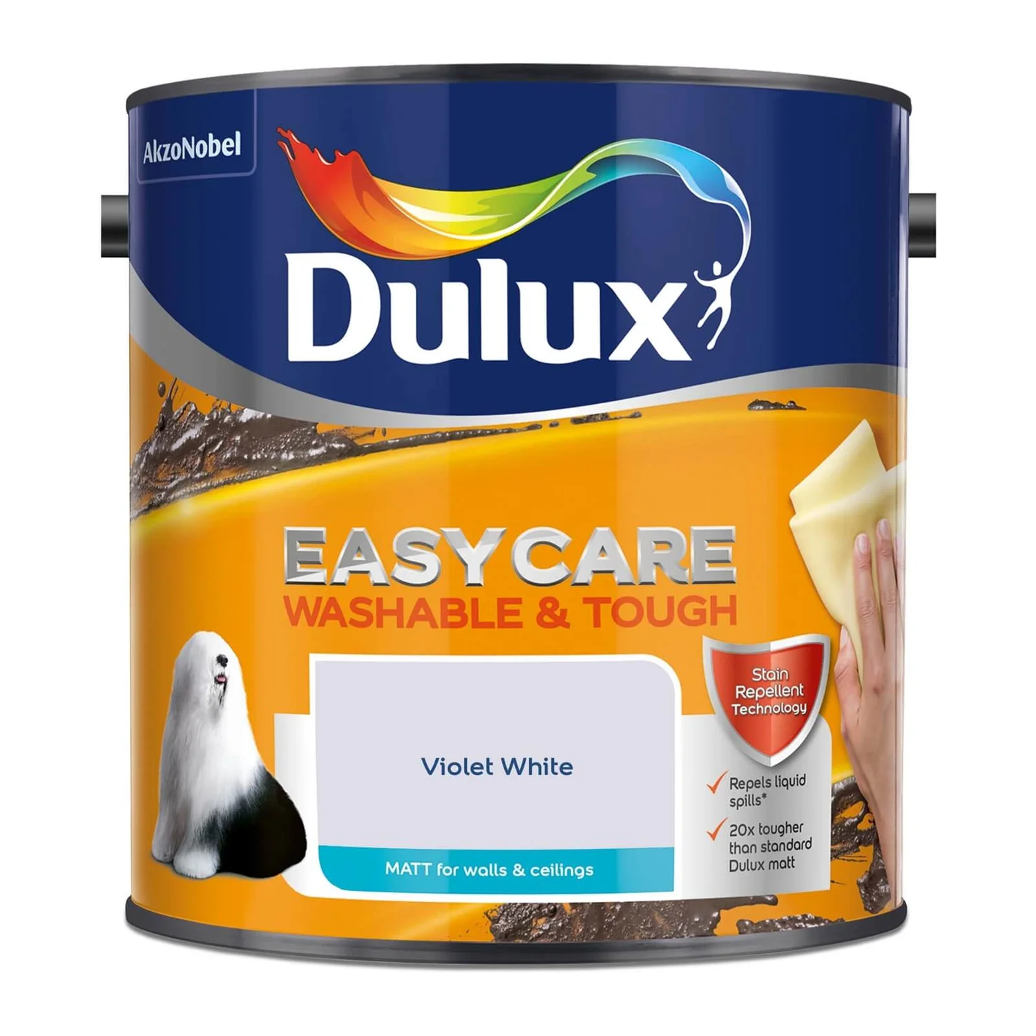 Dulux Easycare Washable & Tough Matt Paint Violet White - 2.5L 6 Dulux Easycare Washable & Tough Matt Paint Violet White - 2.5L - Image 4