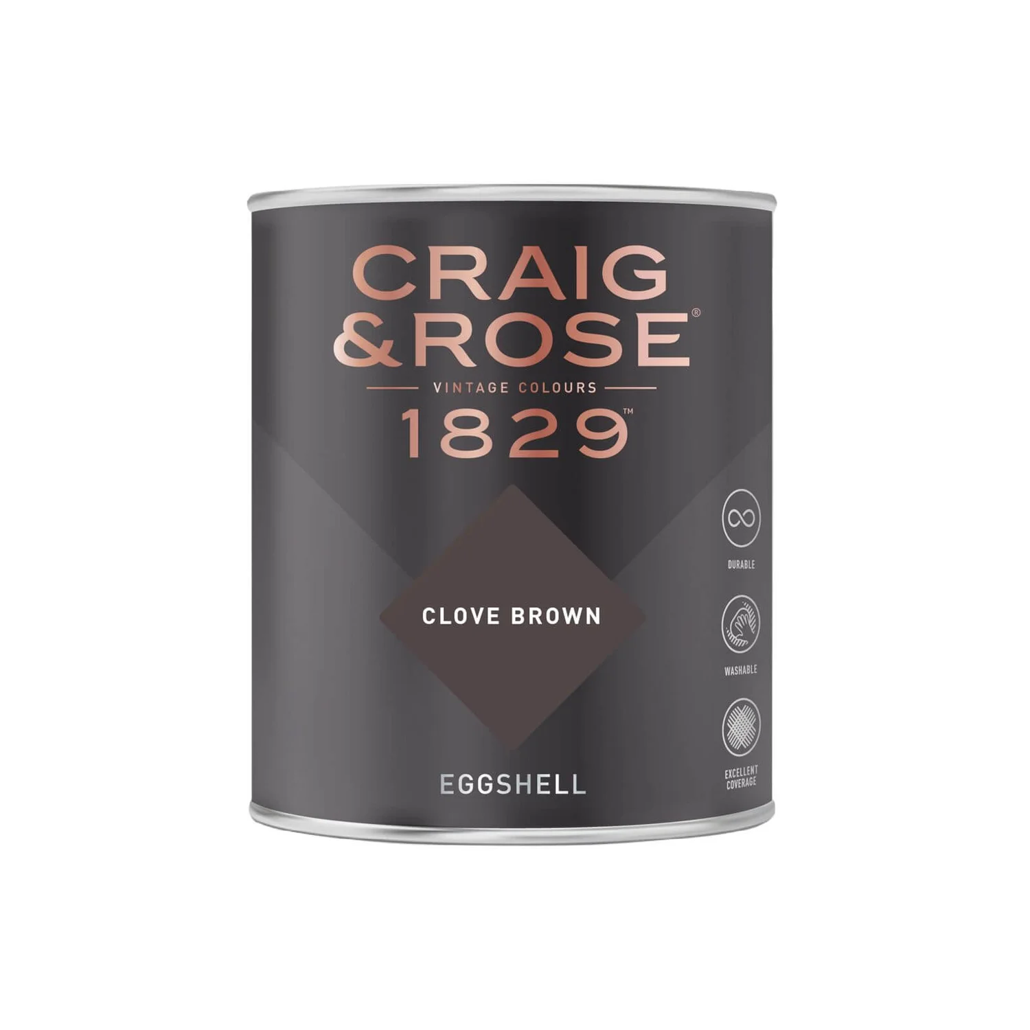 Craig & Rose 1829 Eggshell Paint Clove Brown - 750ml 4 Craig & Rose 1829 Eggshell Paint Clove Brown - 750ml - Image 2