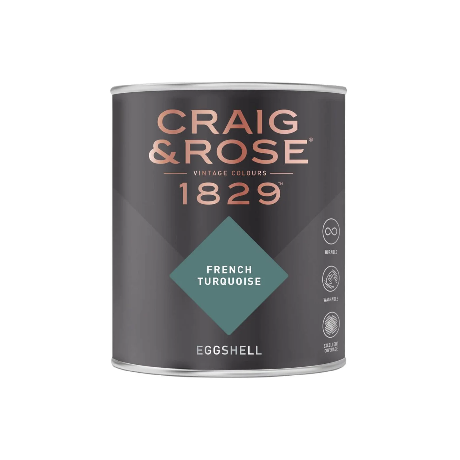 Craig & Rose 1829 Eggshell Paint French Turquoise - 750ml 4 Craig & Rose 1829 Eggshell Paint French Turquoise - 750ml - Image 2