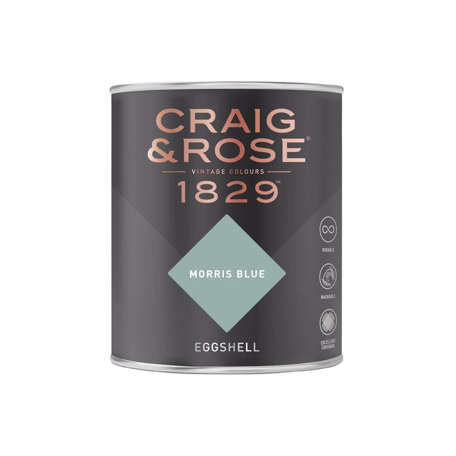 Craig & Rose 1829 Eggshell Paint Morris Blue - 750ml 4 Craig & Rose 1829 Eggshell Paint Morris Blue - 750ml - Image 2
