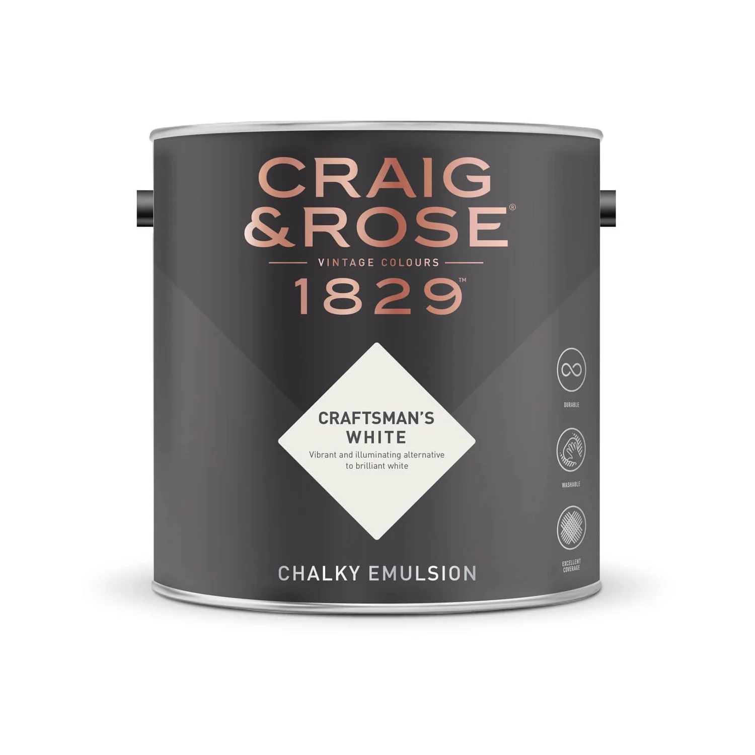 Craig & Rose 1829 Chalky Emulsion Paint Craftsmans White - 2.5L 4 Craig & Rose 1829 Chalky Emulsion Paint Craftsmans White - 2.5L - Image 2