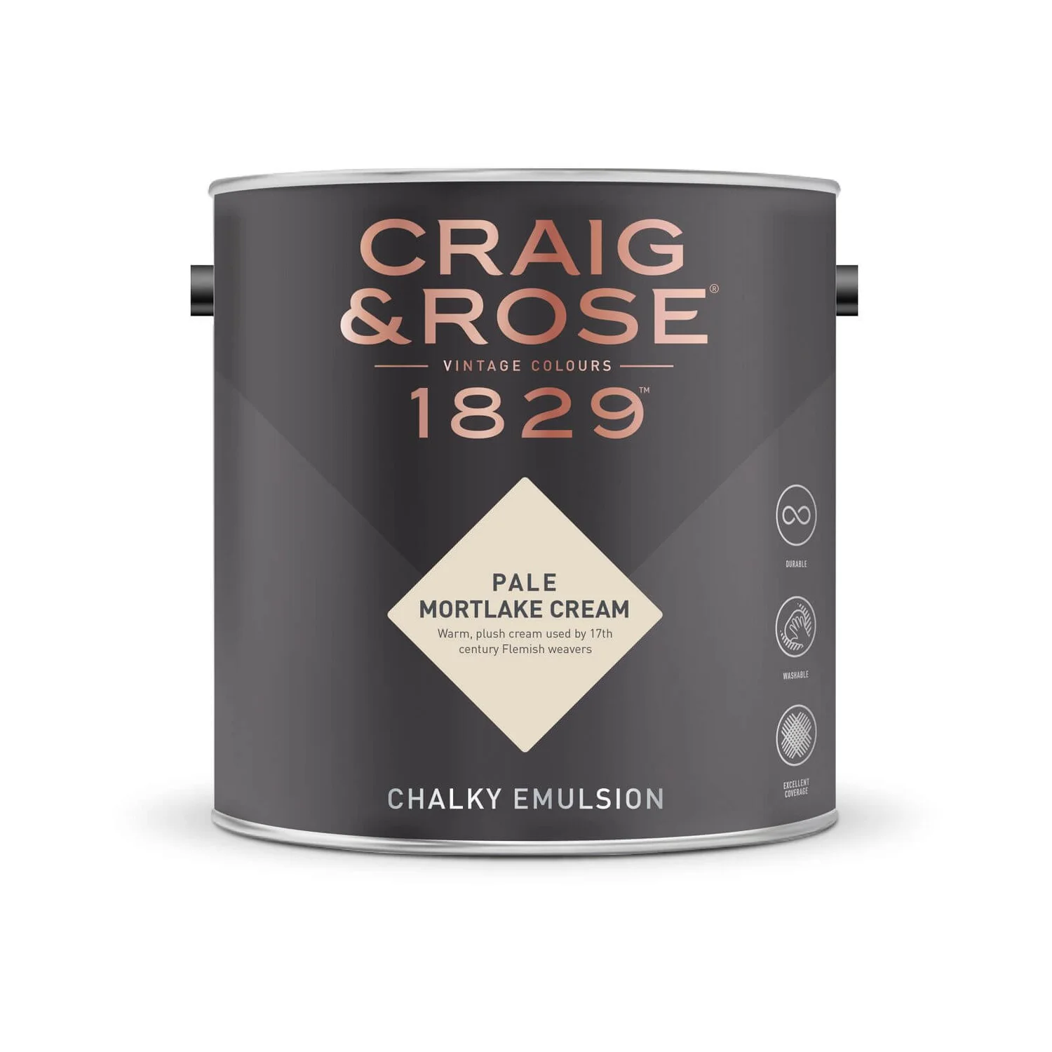 Craig & Rose 1829 Chalky Matt Emulsion Paint Pale Mortlake Cream - 2.5L 4 Craig & Rose 1829 Chalky Matt Emulsion Paint Pale Mortlake Cream - 2.5L - Image 2