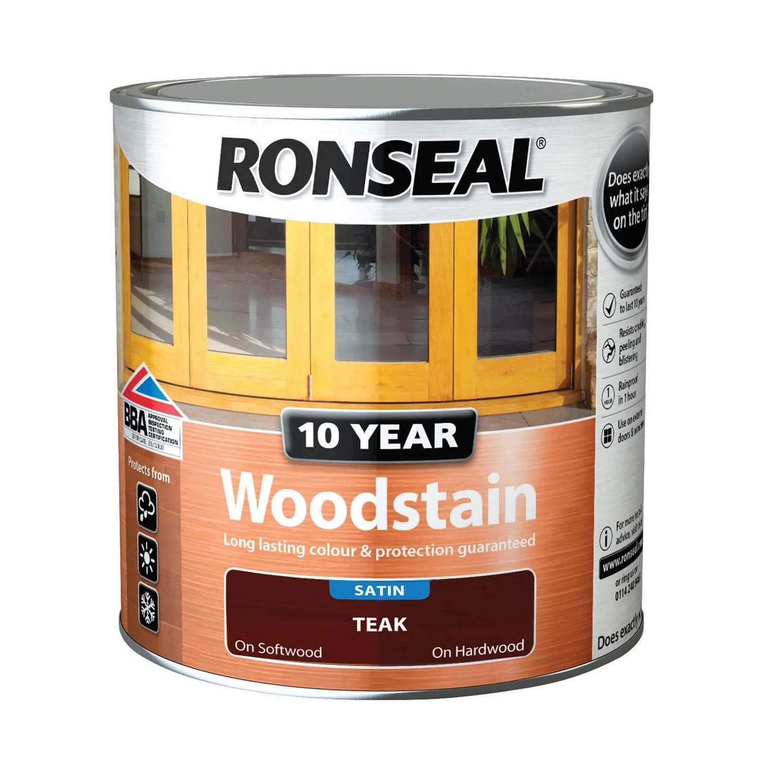 Ronseal 10 Year Woodstain Teak Satin - 750ml 7 Ronseal 10 Year Woodstain Teak Satin - 750ml - Image 5
