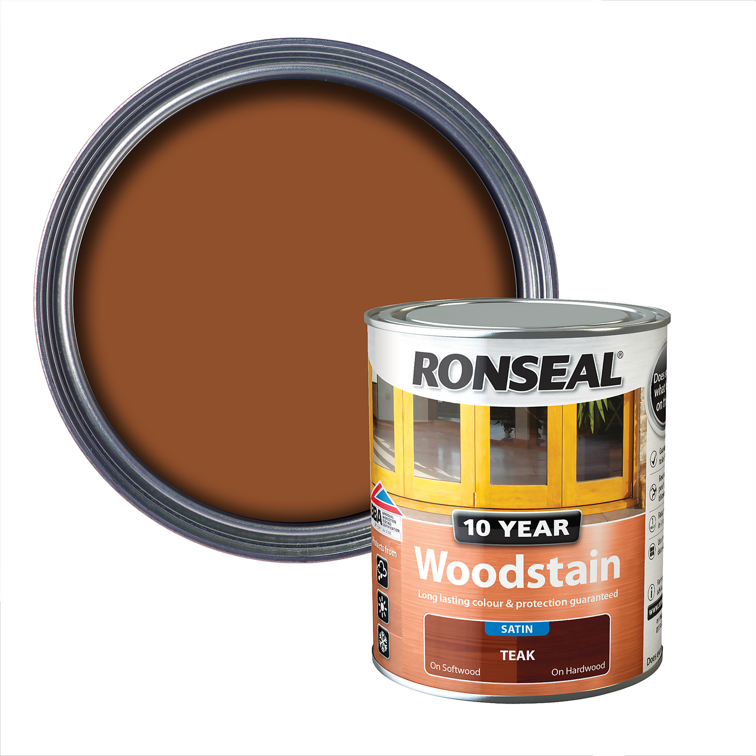 Ronseal 10 Year Woodstain Teak Satin - 750ml 3 Ronseal 10 Year Woodstain Teak Satin - 750ml