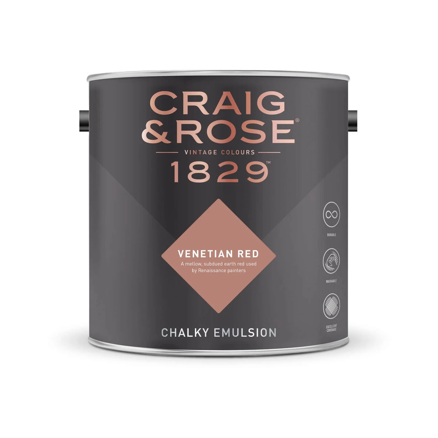 Craig & Rose 1829 Chalky Emulsion Paint Venetian Red - Tester 50ml 4 Craig & Rose 1829 Chalky Emulsion Paint Venetian Red - Tester 50ml - Image 2