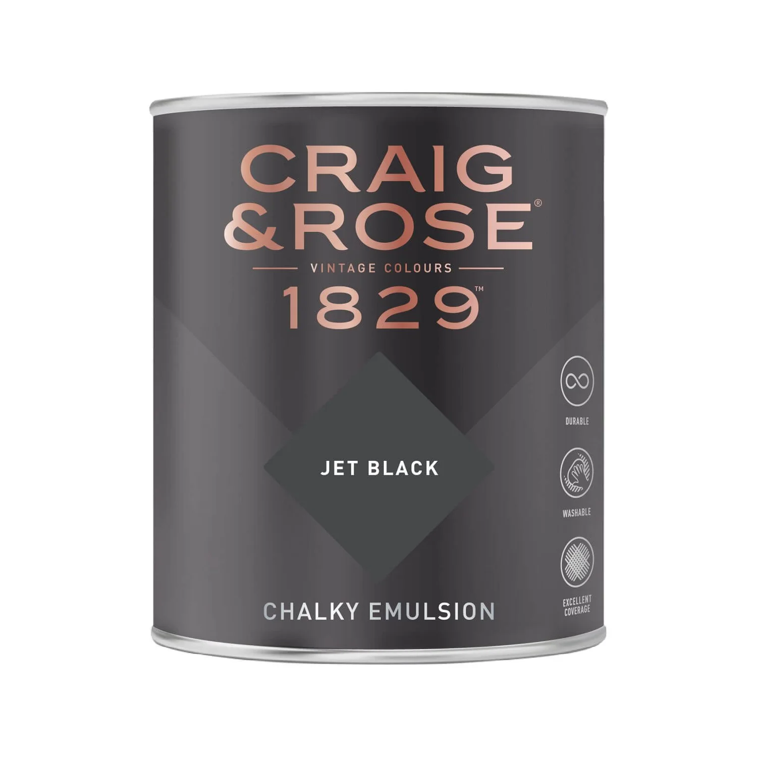 Craig & Rose 1829 Chalky Emulsion Paint Jet Black - 750ml 4 Craig & Rose 1829 Chalky Emulsion Paint Jet Black - 750ml - Image 2