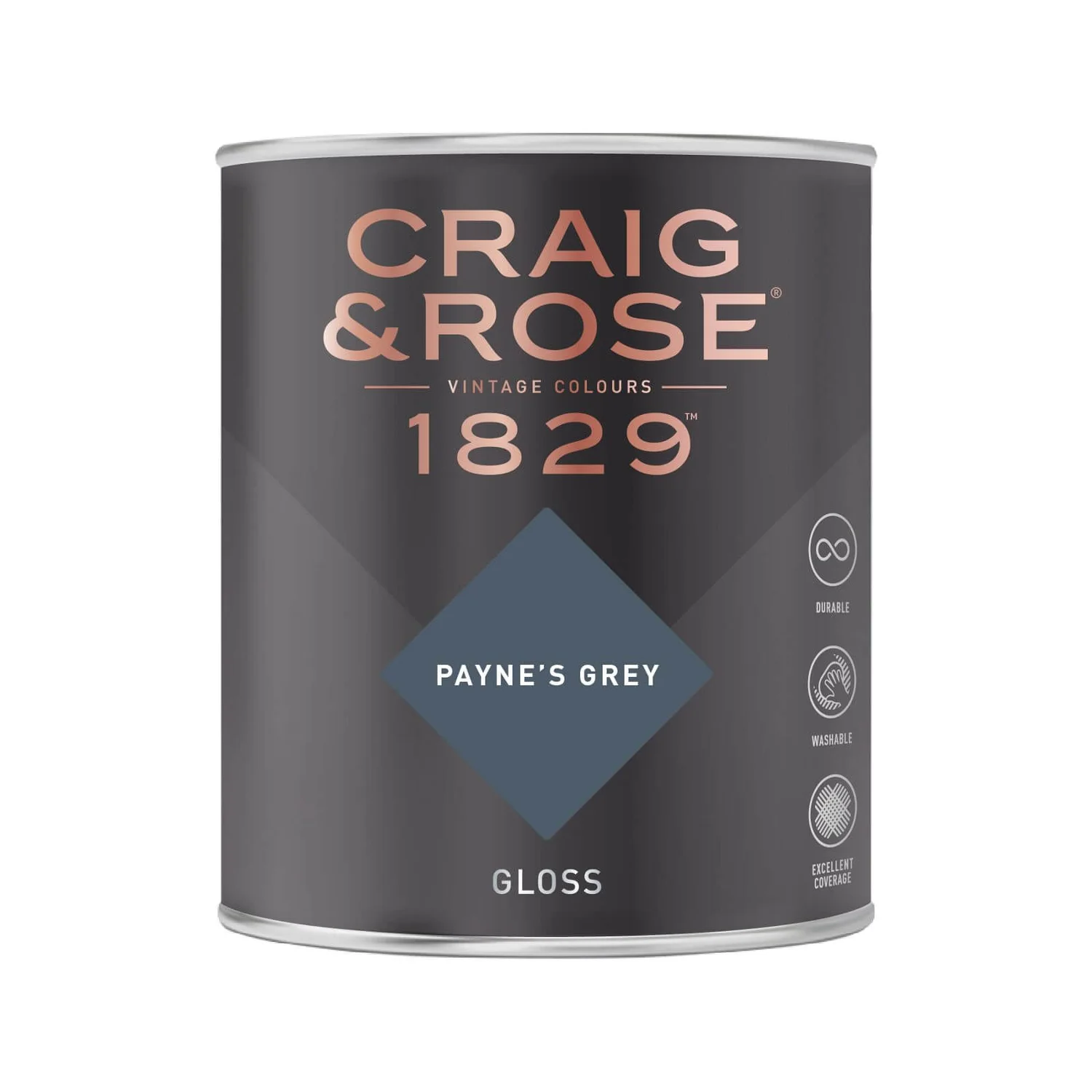 Craig & Rose 1829 Gloss Paint Paynes Grey - 750ml 4 Craig & Rose 1829 Gloss Paint Paynes Grey - 750ml - Image 2