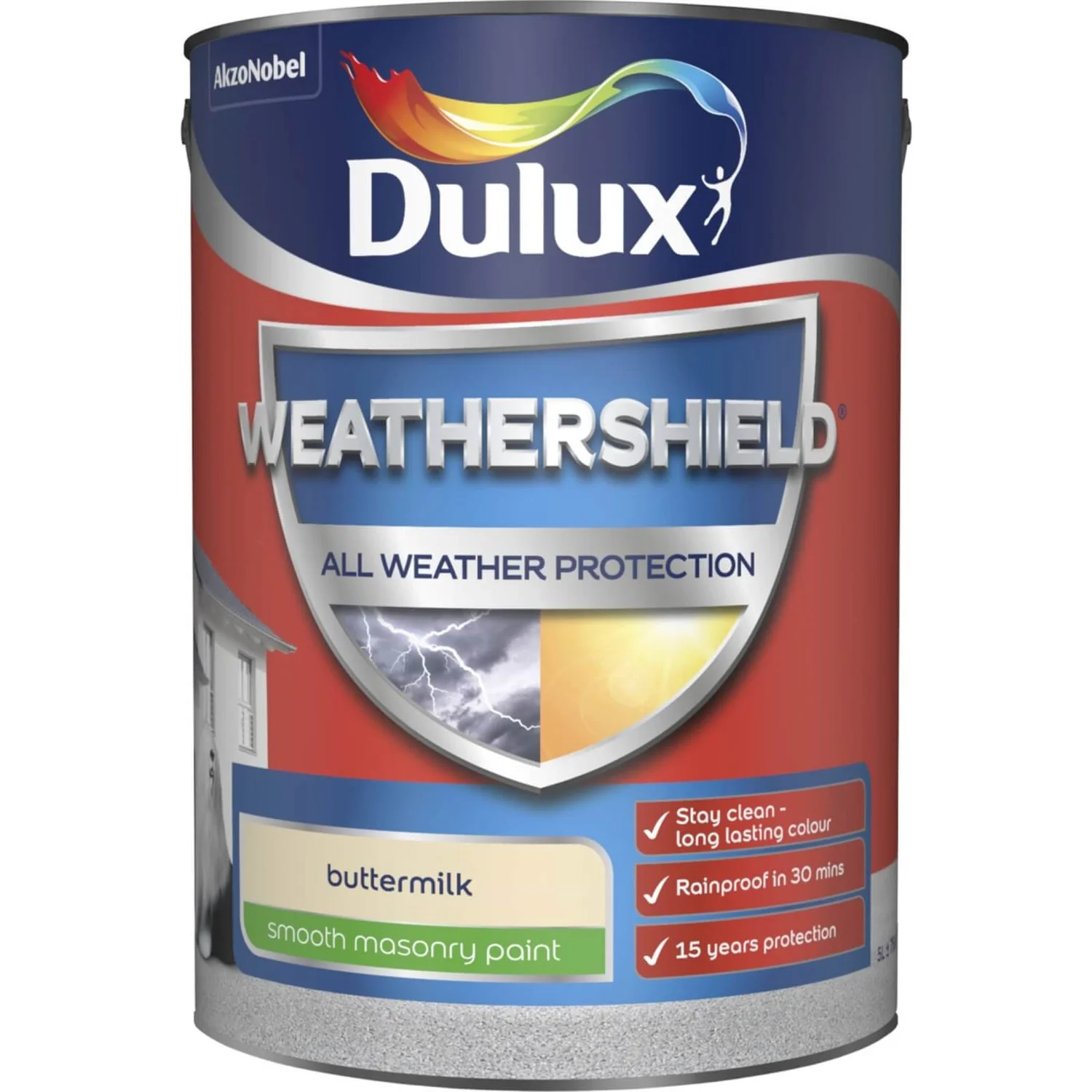 Dulux Weathershield All Weather Smooth Masonry Paint Buttermilk - 5L 3 Dulux Weathershield All Weather Smooth Masonry Paint Buttermilk - 5L