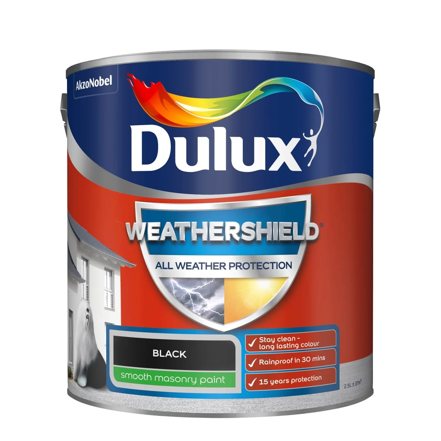 Dulux Weathershield All Weather Smooth Masonry Paint Black - 2.5L 3 Dulux Weathershield All Weather Smooth Masonry Paint Black - 2.5L