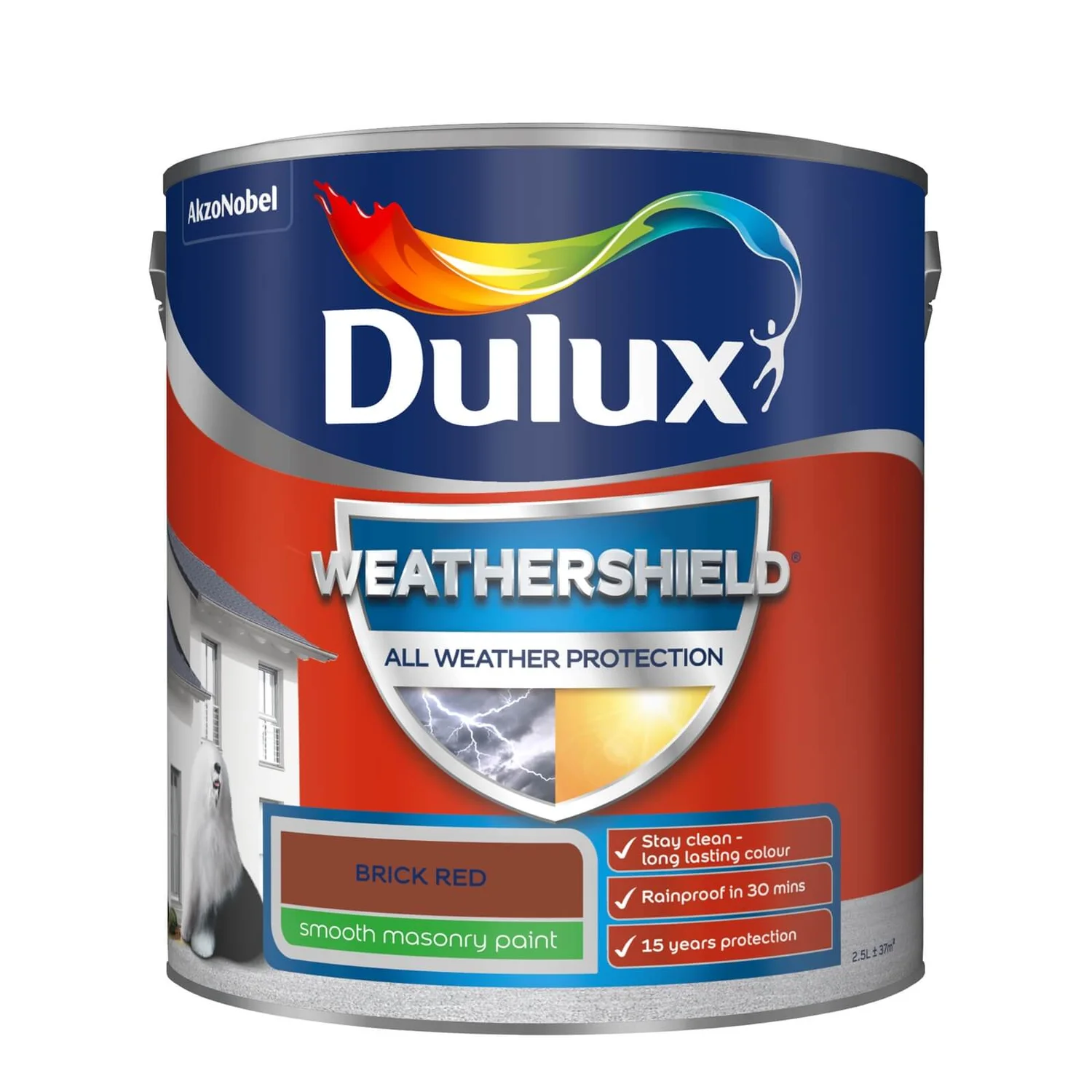 Dulux Weathershield All Weather Smooth Masonry Paint Brick Red - 2.5L 3 Dulux Weathershield All Weather Smooth Masonry Paint Brick Red - 2.5L