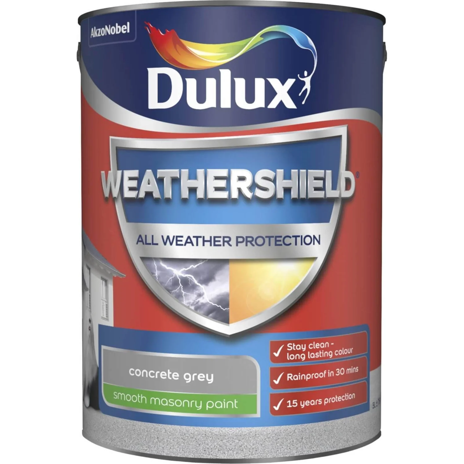 Dulux Weathershield All Weather Smooth Masonry Paint Concrete Grey - 5L 3 Dulux Weathershield All Weather Smooth Masonry Paint Concrete Grey - 5L