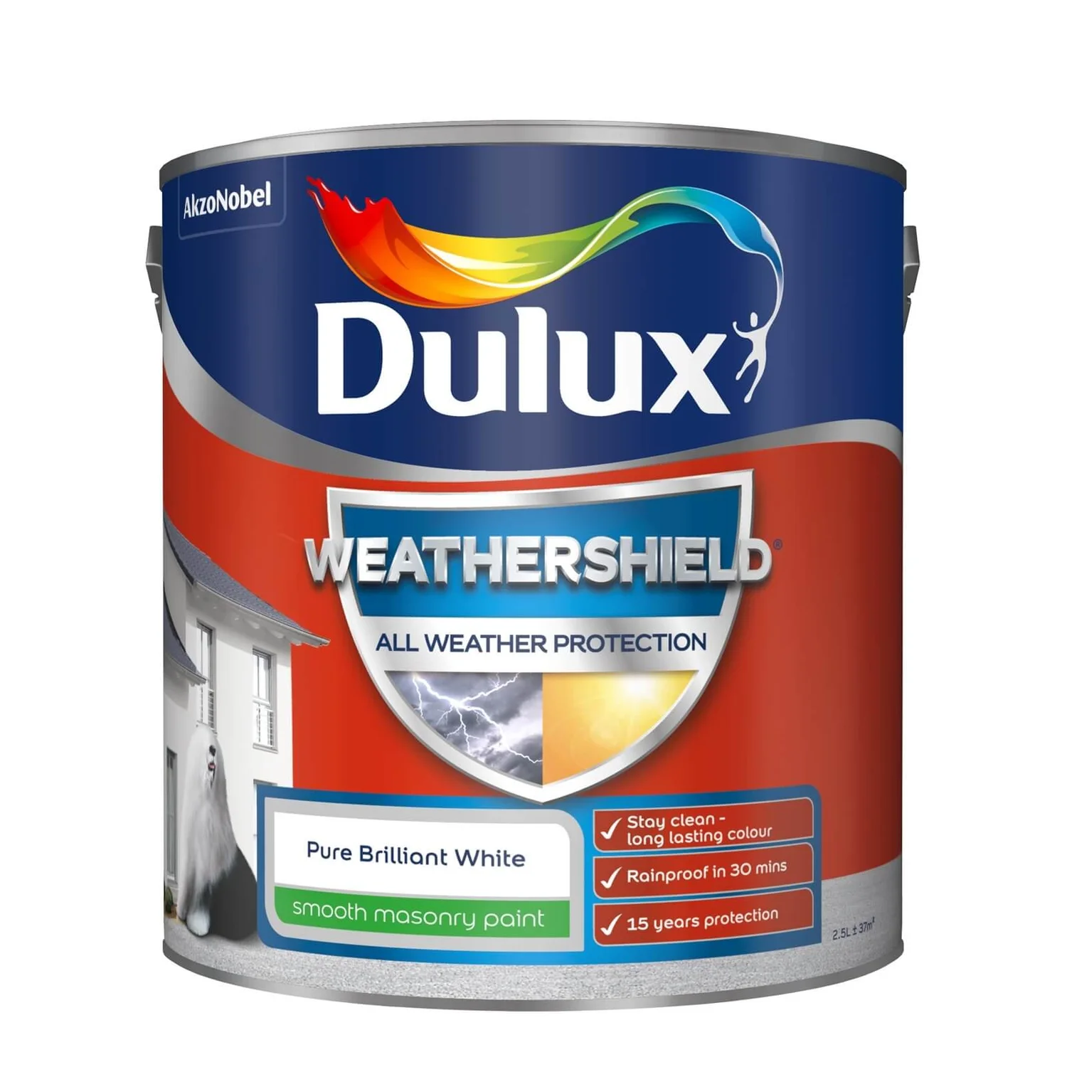 Dulux Weathershield All Weather Smooth Masonry Paint Pure Brilliant White - 2.5L 3 Dulux Weathershield All Weather Smooth Masonry Paint Pure Brilliant White - 2.5L