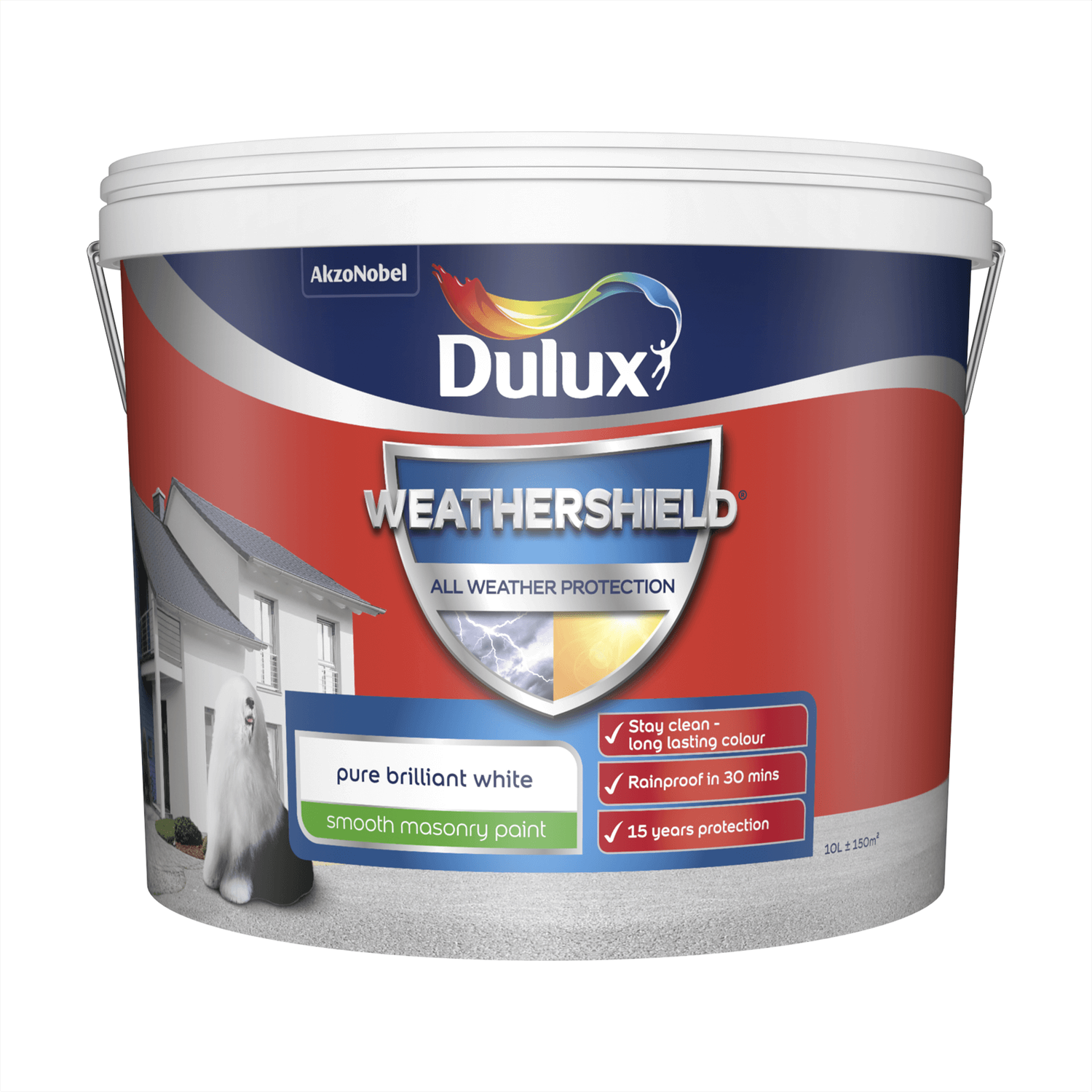 Dulux Weathershield All Weather Smooth Masonry Paint Pure Brilliant White - 10L 3 Dulux Weathershield All Weather Smooth Masonry Paint Pure Brilliant White - 10L