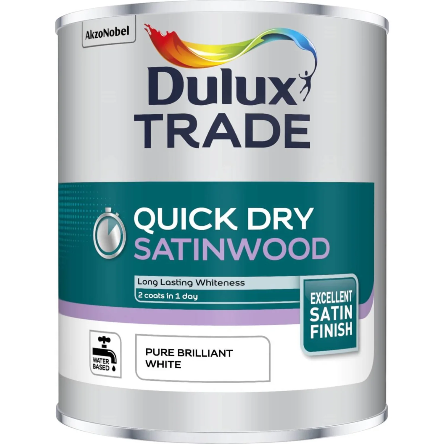 Dulux Trade Quick Drying Satinwood Paint Pure Brilliant White - 1L 3 Dulux Trade Quick Drying Satinwood Paint Pure Brilliant White - 1L