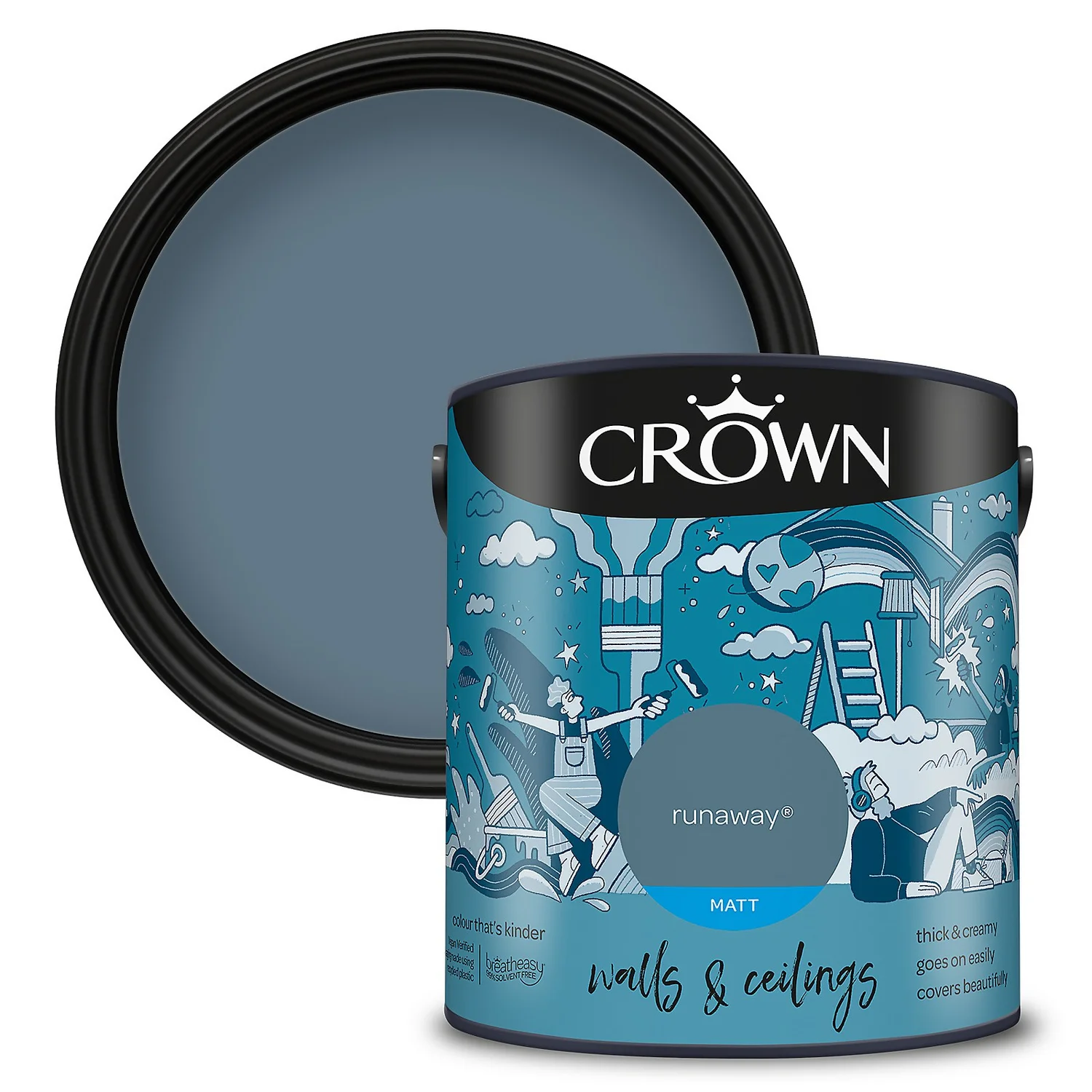 Crown Walls & Ceilings Matt Emulsion Paint Runaway - 2.5L 3 Crown Walls & Ceilings Matt Emulsion Paint Runaway - 2.5L