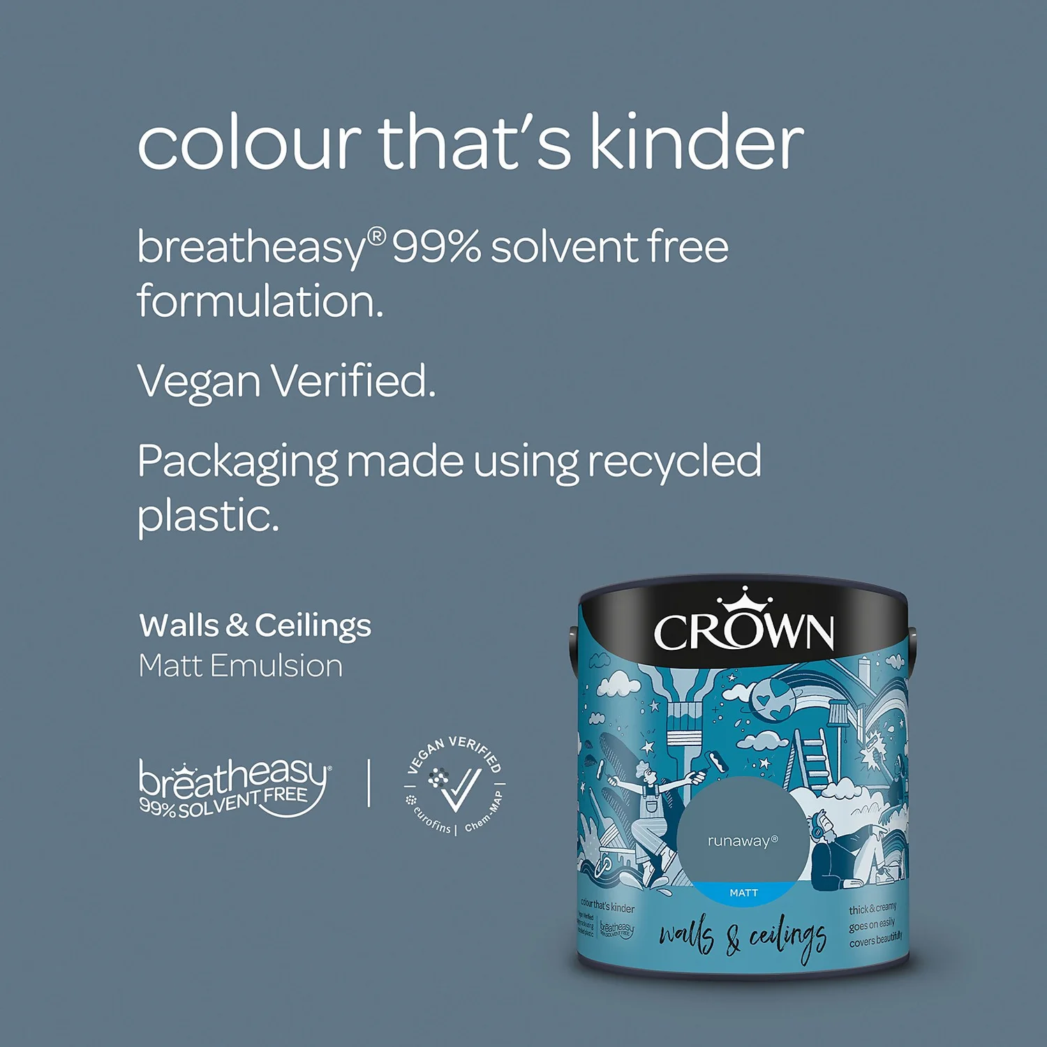 Crown Walls & Ceilings Matt Emulsion Paint Runaway - 2.5L 7 Crown Walls & Ceilings Matt Emulsion Paint Runaway - 2.5L - Image 5