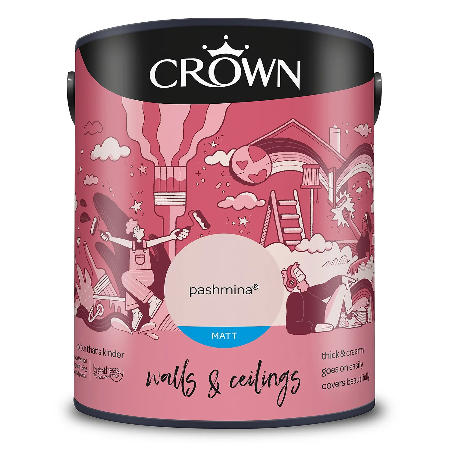 Crown Walls & Ceilings Matt Emulsion Paint Pashmina - 5L 11 Crown Walls & Ceilings Matt Emulsion Paint Pashmina - 5L - Image 9