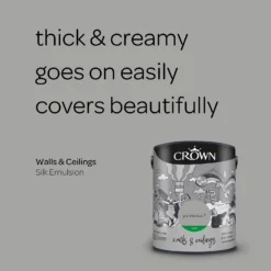 Crown Walls & Ceilings Silk Emulsion Paint Granite Dust - 5L 14 Crown Walls & Ceilings Silk Emulsion Paint Granite Dust - 5L -Laura Paint Shop 12823276 1264966160800038