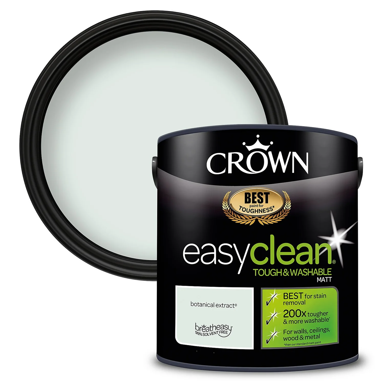 Crown Easyclean® Washable & Wipeable Multi Surface Matt Paint Botanical Extract® - 2.5L 3 Crown Easyclean® Washable & Wipeable Multi Surface Matt Paint Botanical Extract® - 2.5L