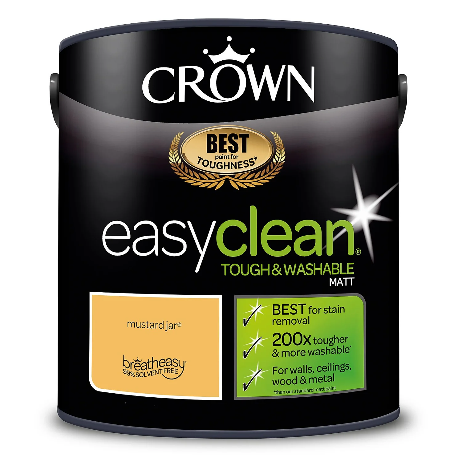 Crown Easyclean® Washable & Wipeable Multi Surface Matt Paint Mustard Jar® - 2.5L 12 Crown Easyclean® Washable & Wipeable Multi Surface Matt Paint Mustard Jar® - 2.5L - Image 10