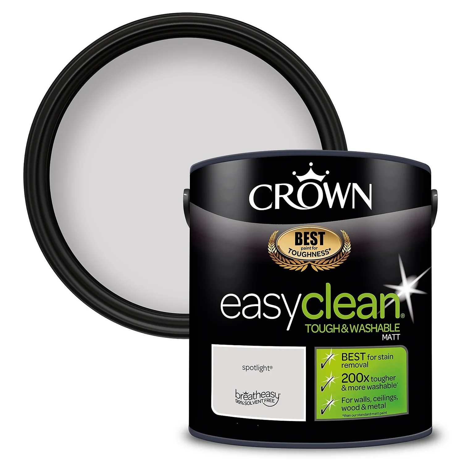 Crown Easyclean® Washable & Wipeable Multi Surface Matt Paint Spotlight® - 2.5L 3 Crown Easyclean® Washable & Wipeable Multi Surface Matt Paint Spotlight® - 2.5L