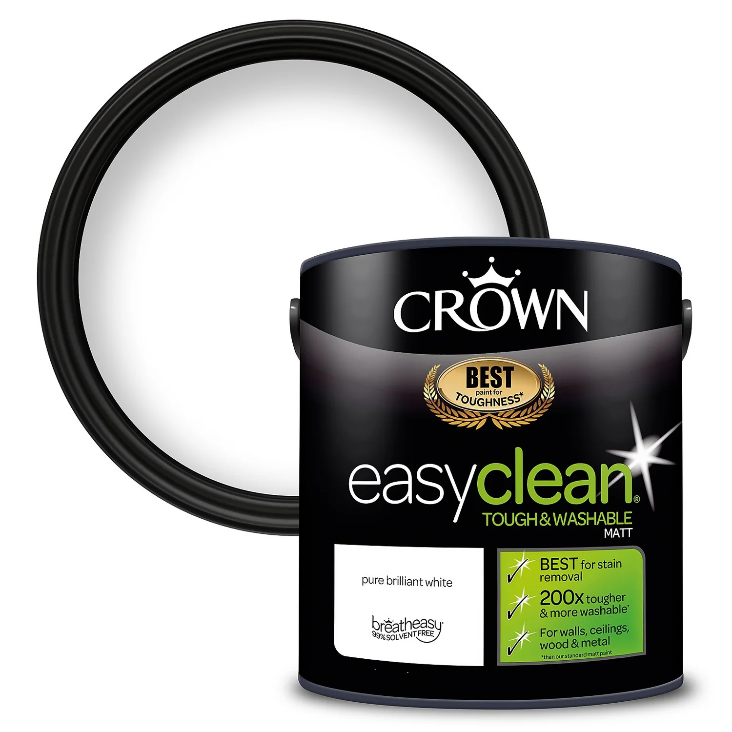 Crown Easyclean 200 Matt Paint Pure Brilliant White - 2.5L 3 Crown Easyclean 200 Matt Paint Pure Brilliant White - 2.5L