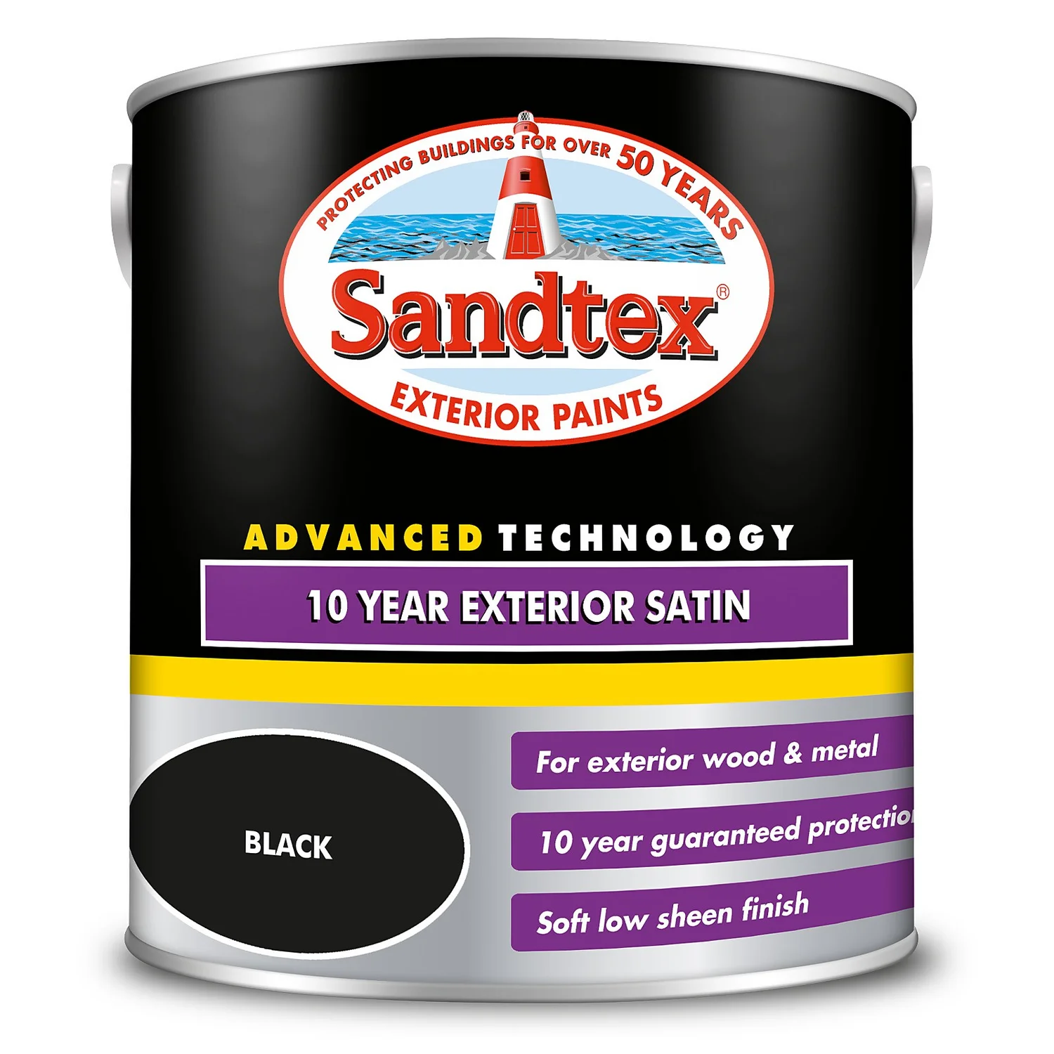 Sandtex® 10 Year Satin Paint Black - 2.5L 9 Sandtex® 10 Year Satin Paint Black - 2.5L - Image 7