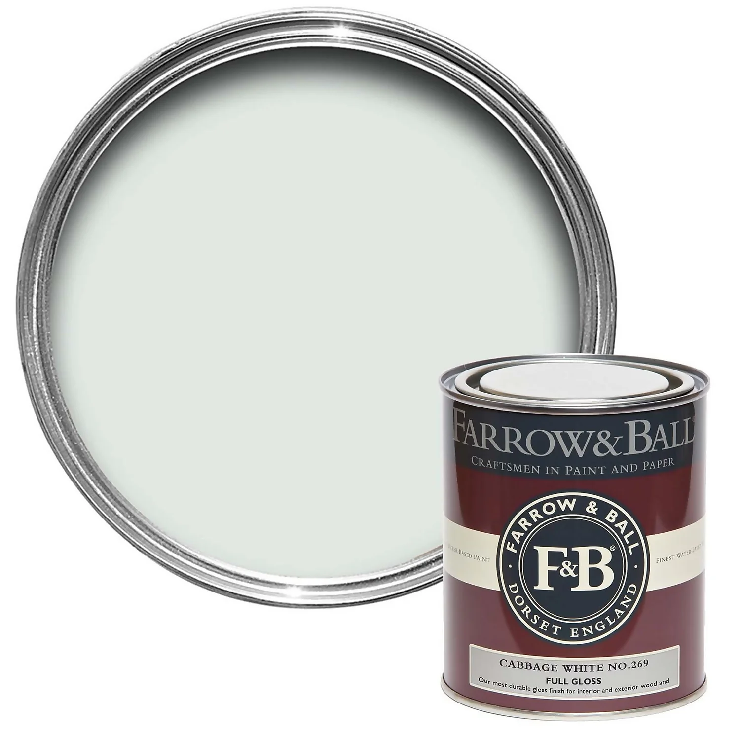 Farrow & Ball Full Gloss Paint Cabbage White - 750ml 3 Farrow & Ball Full Gloss Paint Cabbage White - 750ml