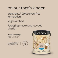 Crown Walls & Ceilings Matt Emulsion Paint Toasted Almond - 5L 15 Crown Walls & Ceilings Matt Emulsion Paint Toasted Almond - 5L -Laura Paint Shop 12824791 1154969532959614