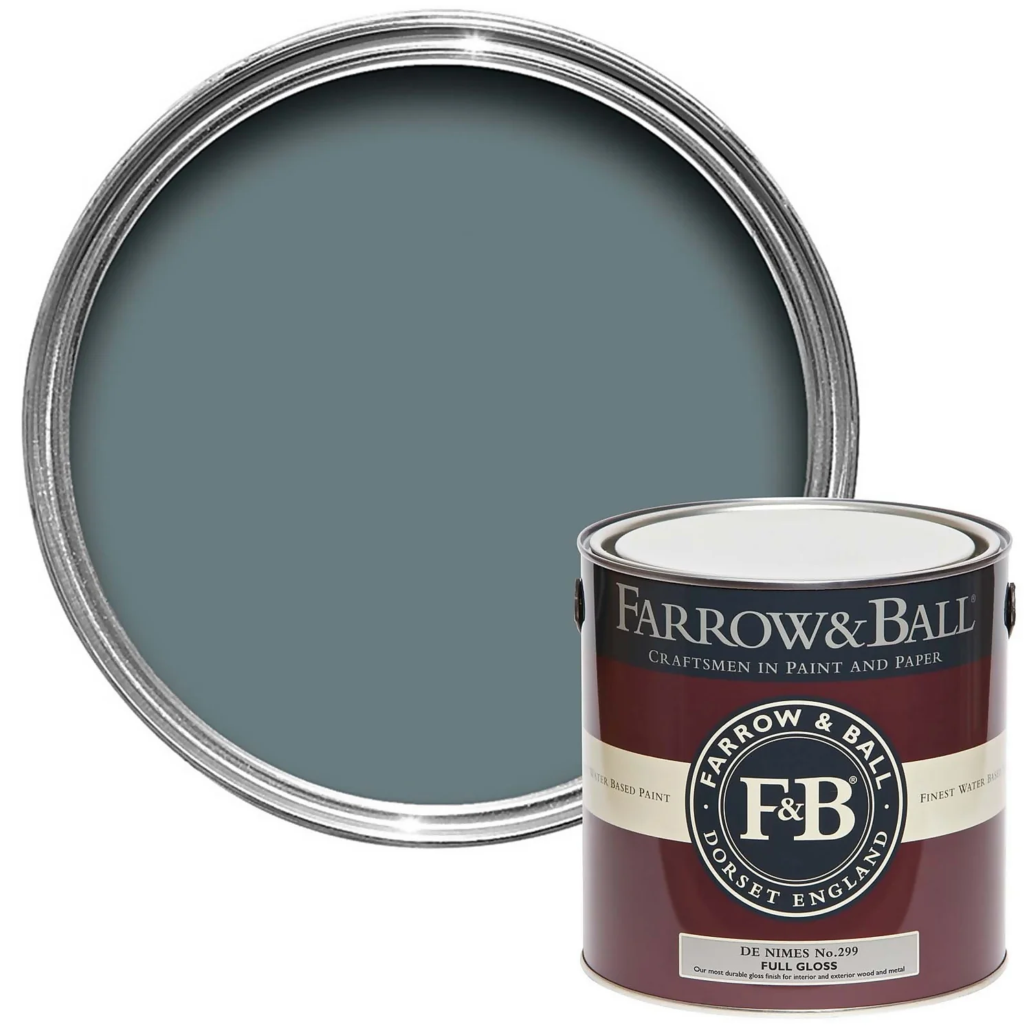 Farrow & Ball Full Gloss Paint De Nimes - 2.5L 3 Farrow & Ball Full Gloss Paint De Nimes - 2.5L