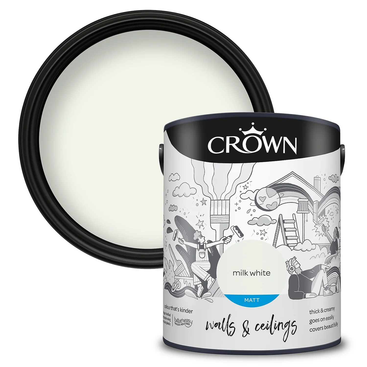 Crown Walls & Ceilings Matt Emulsion Paint Milk White - 5L 3 Crown Walls & Ceilings Matt Emulsion Paint Milk White - 5L